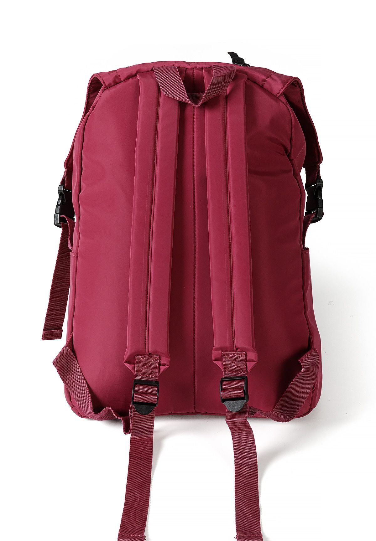 Kids' burgundy backpack with a buckled flap and side pockets – Minoti 32BAG152, 3