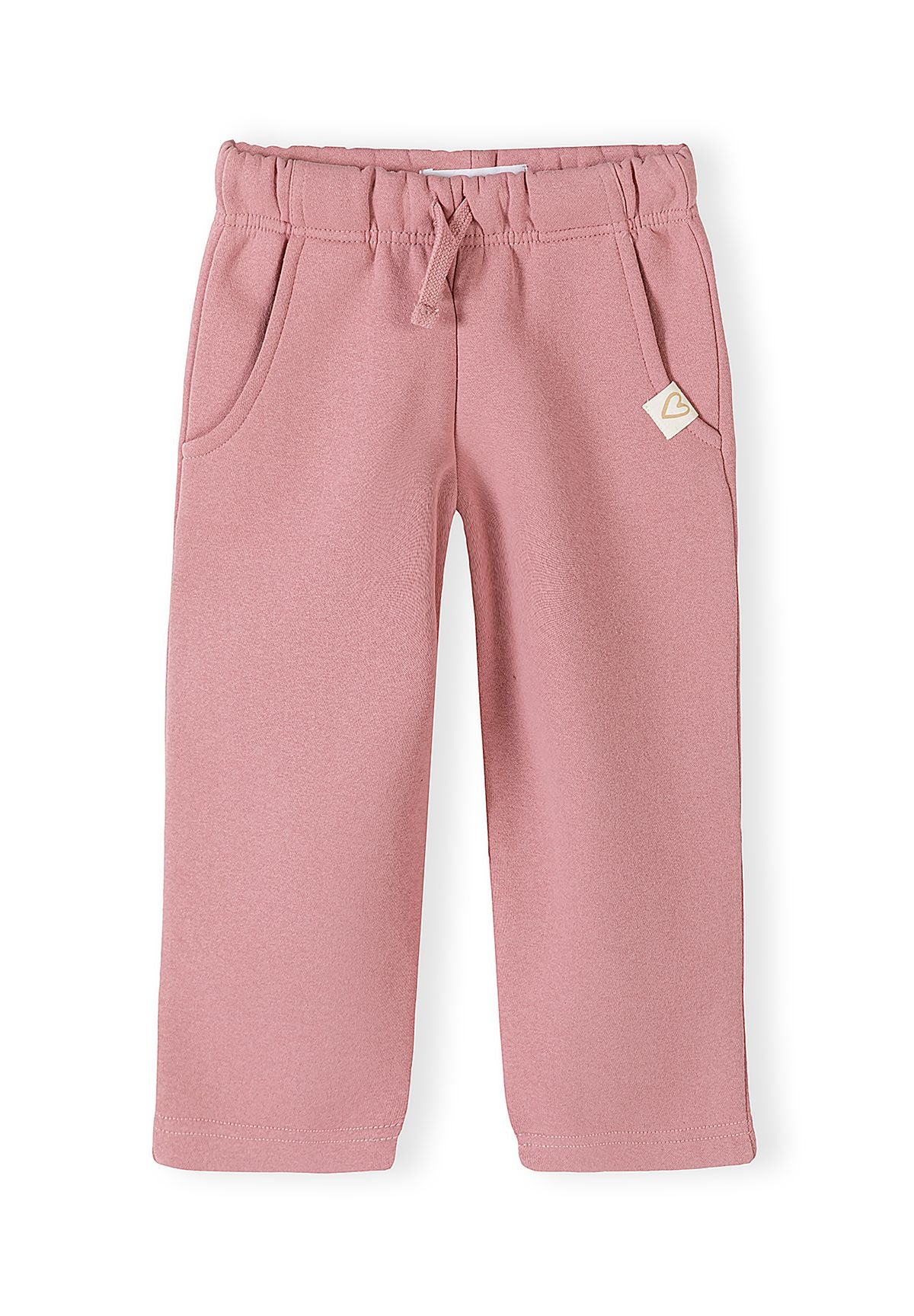 Set composto da felpa rosa con coniglietto e pantaloni a gamba larga da bambina, pantaloni, vista frontale.