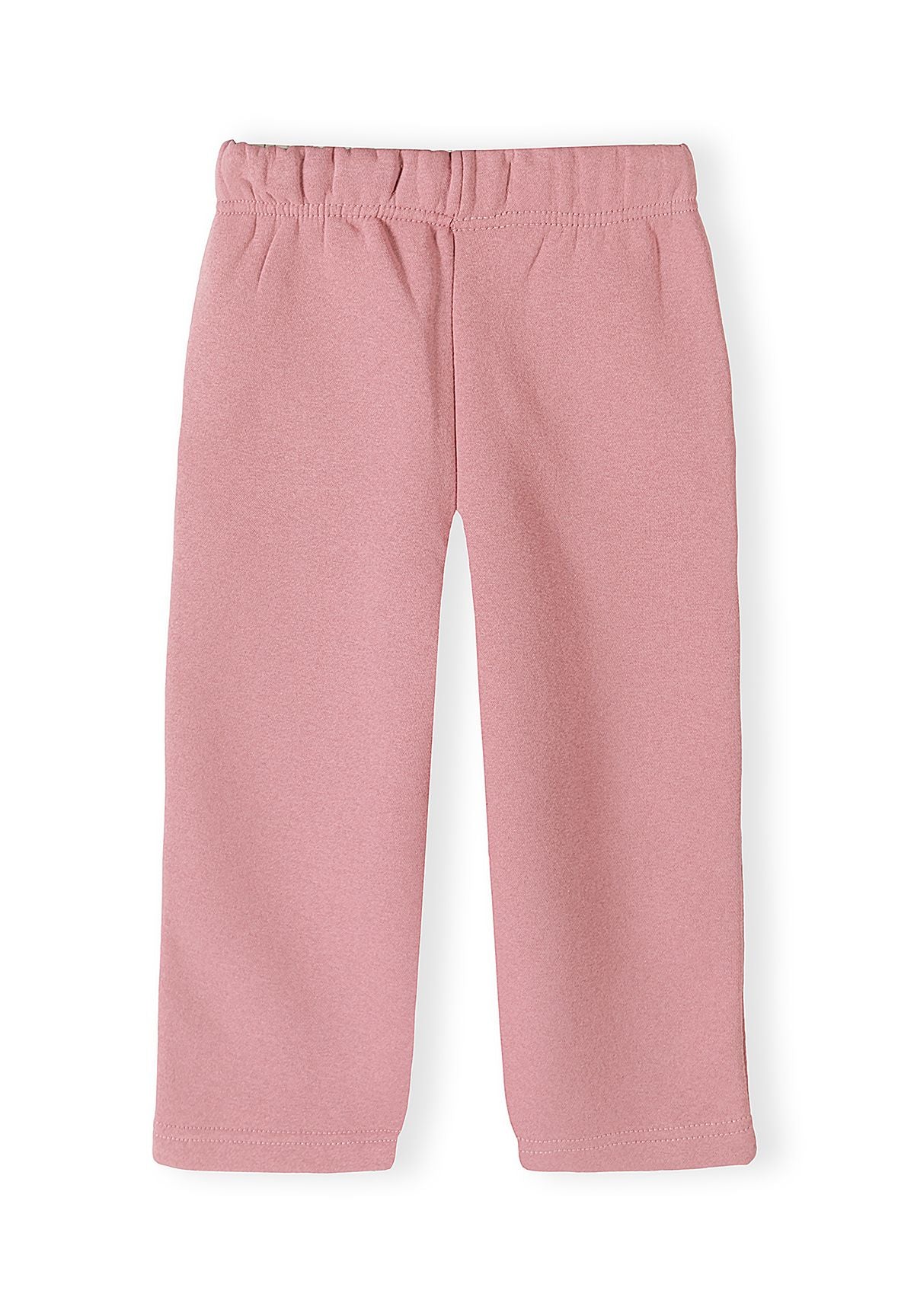 Set composto da felpa rosa con coniglietto e pantaloni a gamba larga da bambina, pantaloni, vista posteriore.