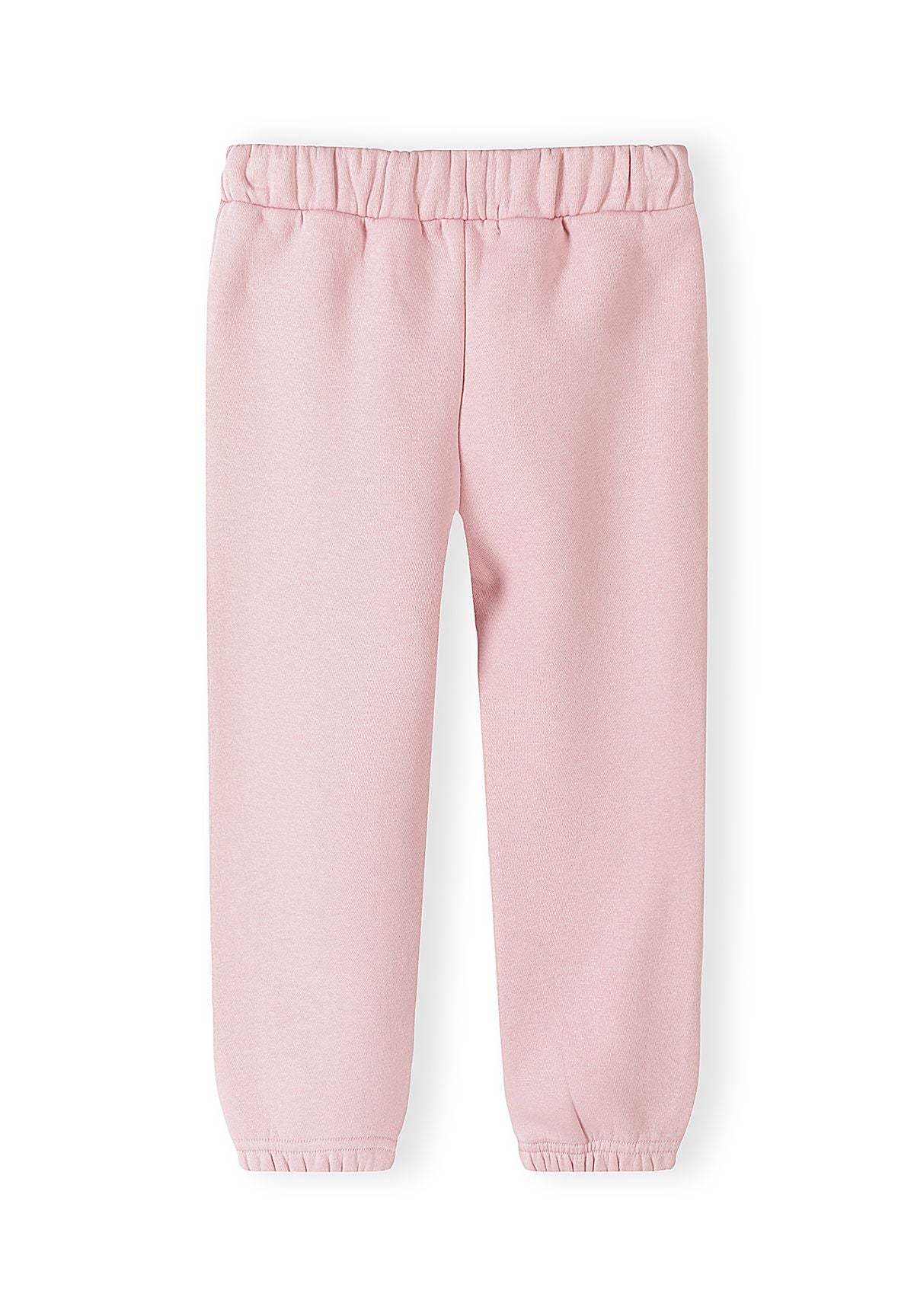 Survêtement rose à volants pour fille, composé d'un sweat-shirt et d'un pantalon de jogging, vue arrière.
