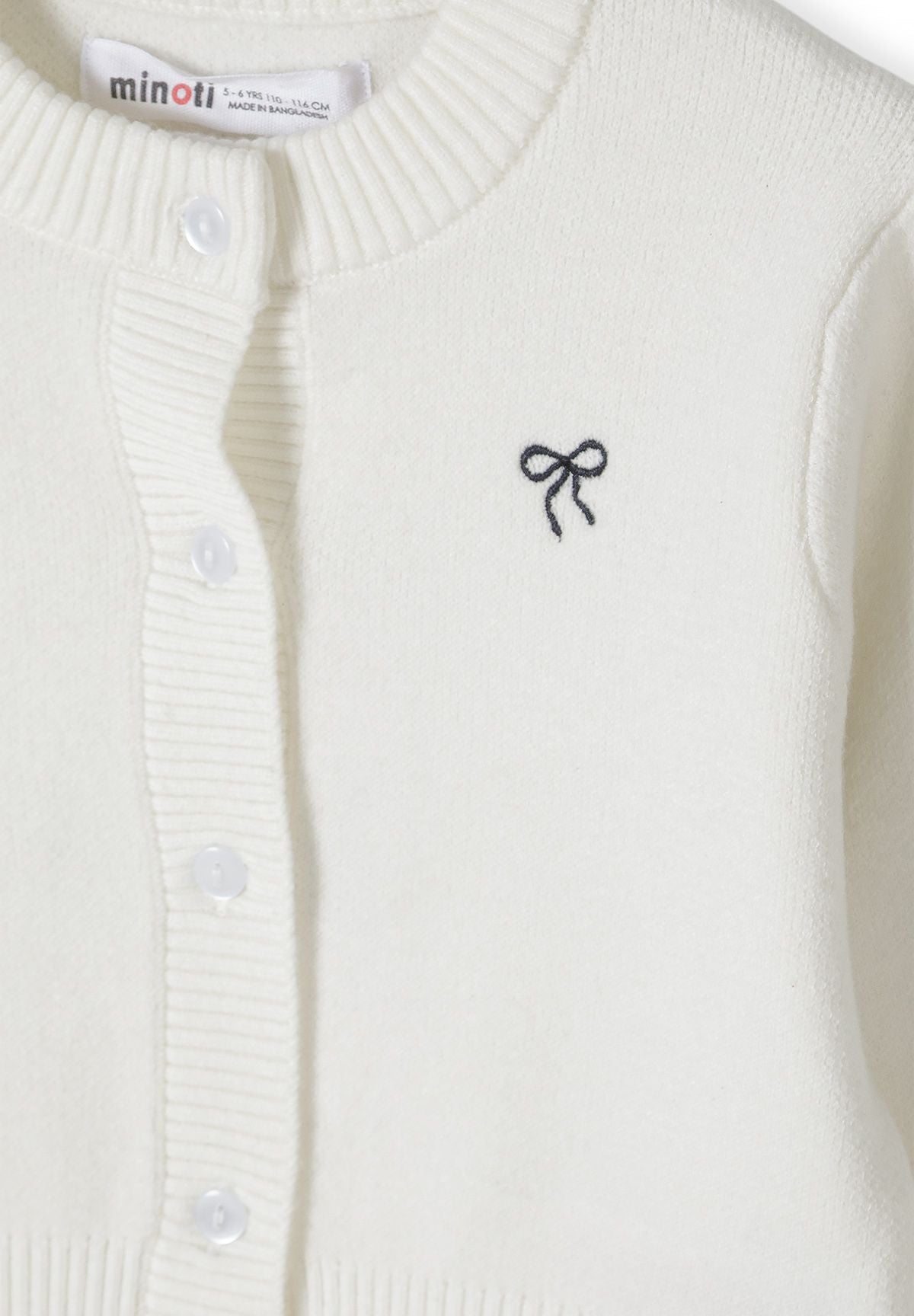 Girls' cream knitted cardigan with an embroidered bow – Minoti 32KNIT151, 4