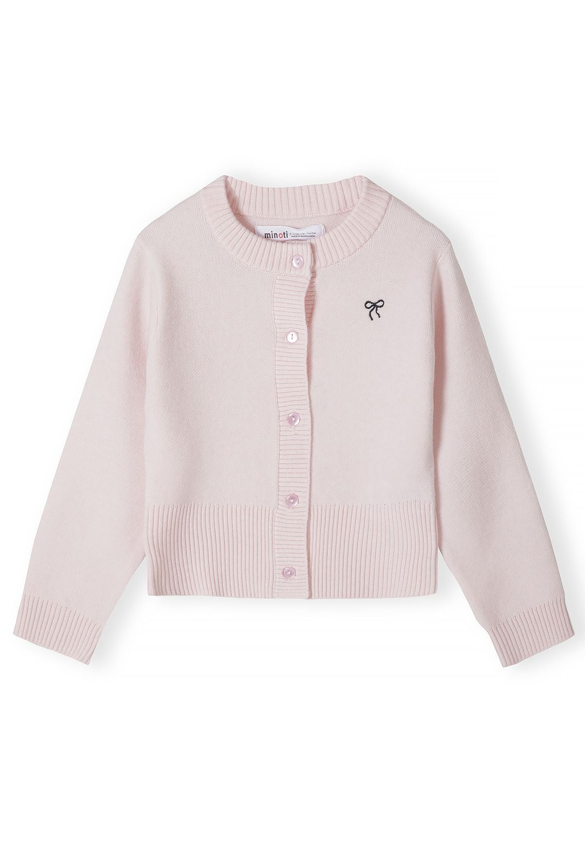 Girls' pink knitted cardigan with an embroidered bow – Minoti 32KNIT152, 5