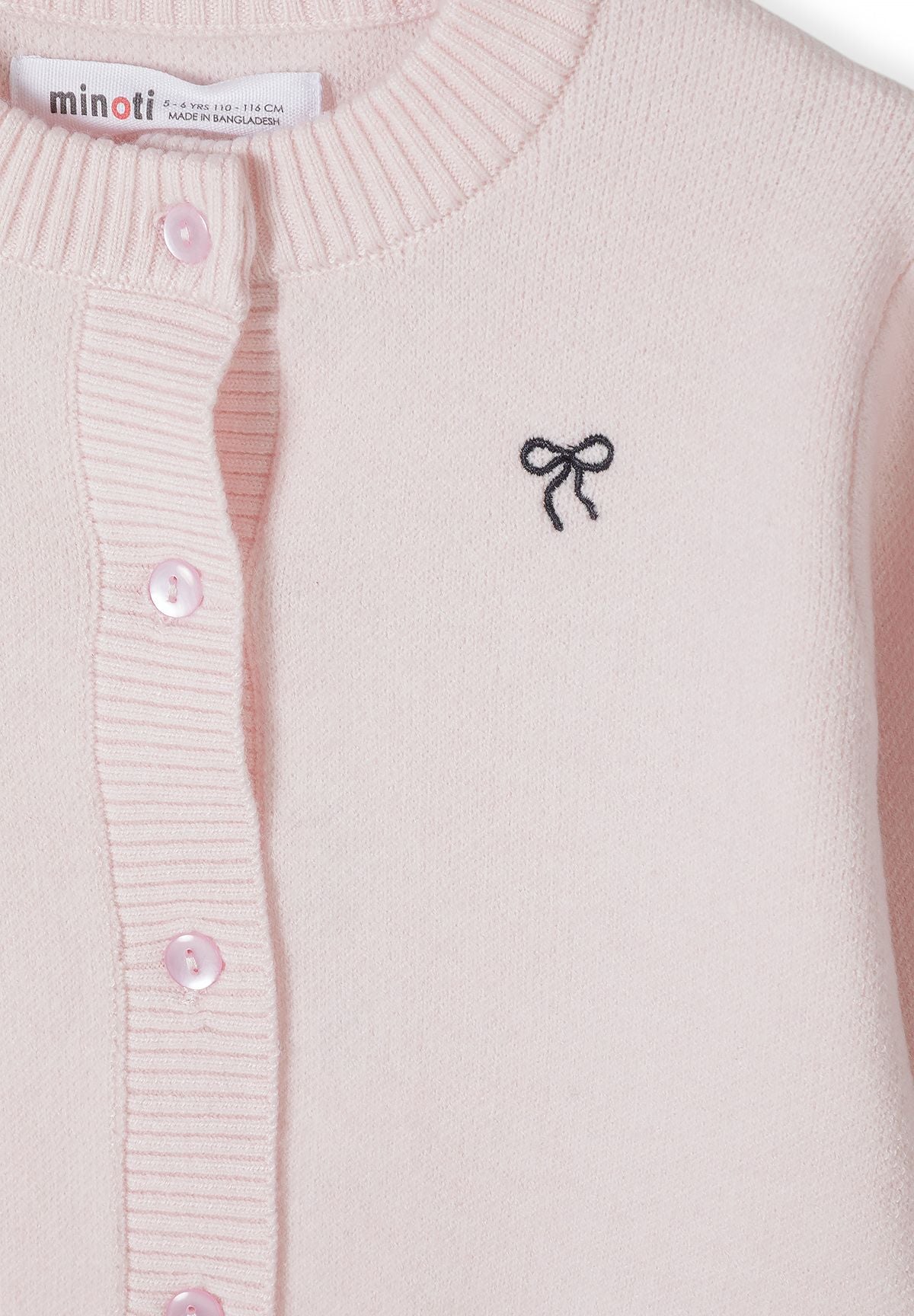Girls' pink knitted cardigan with an embroidered bow – Minoti 32KNIT152, 7