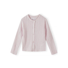Girls' pointelle cardigan in pale pink