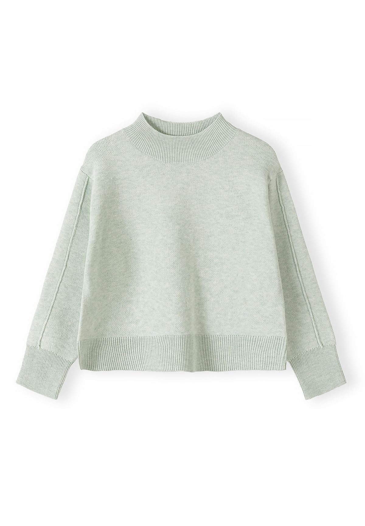 Girls' mint jumper with a high neck and drop shoulders – Minoti 32KNIT171, 2