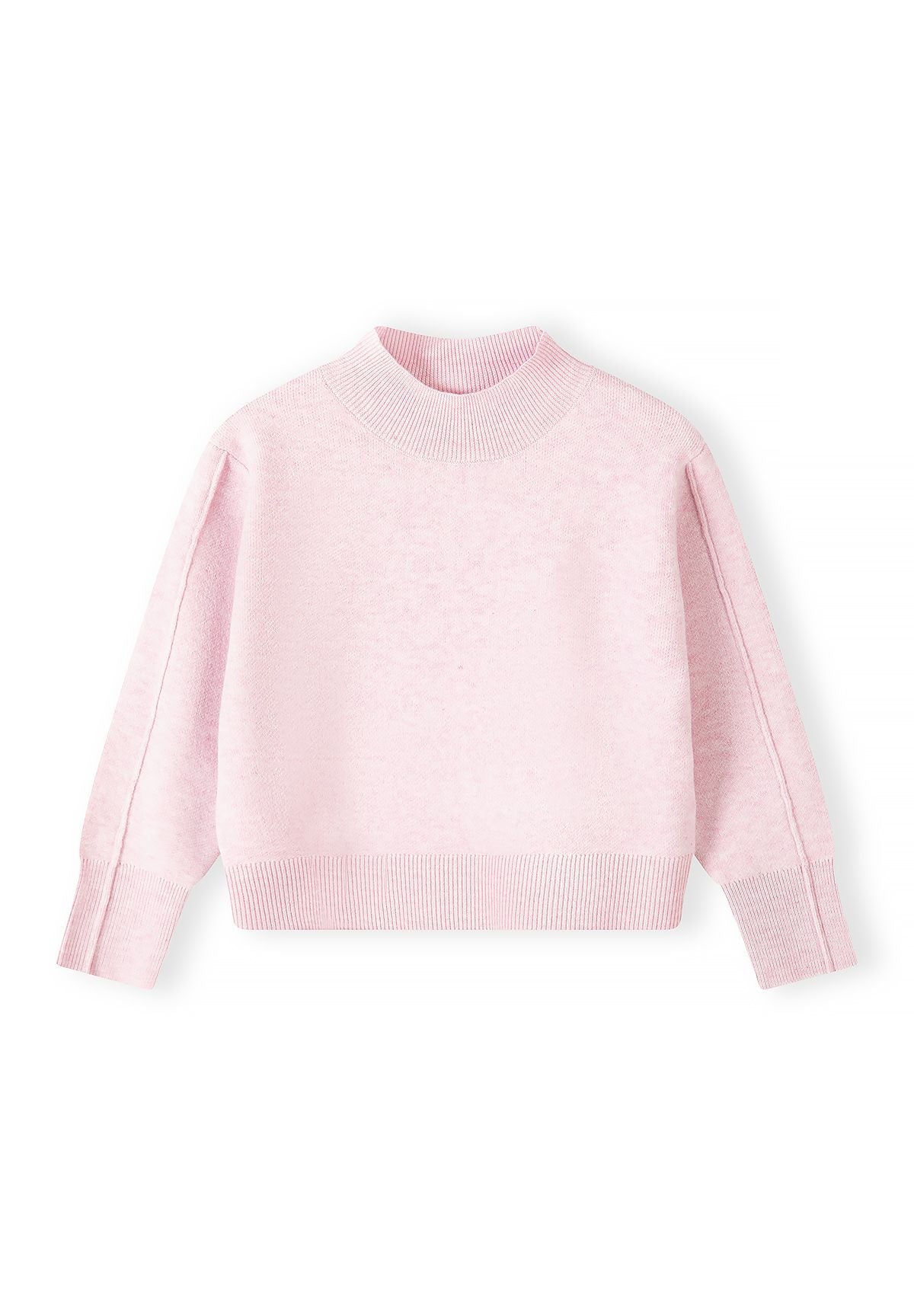 Girls' pink jumper with a high neck and drop shoulders – Minoti 32KNIT172, 2