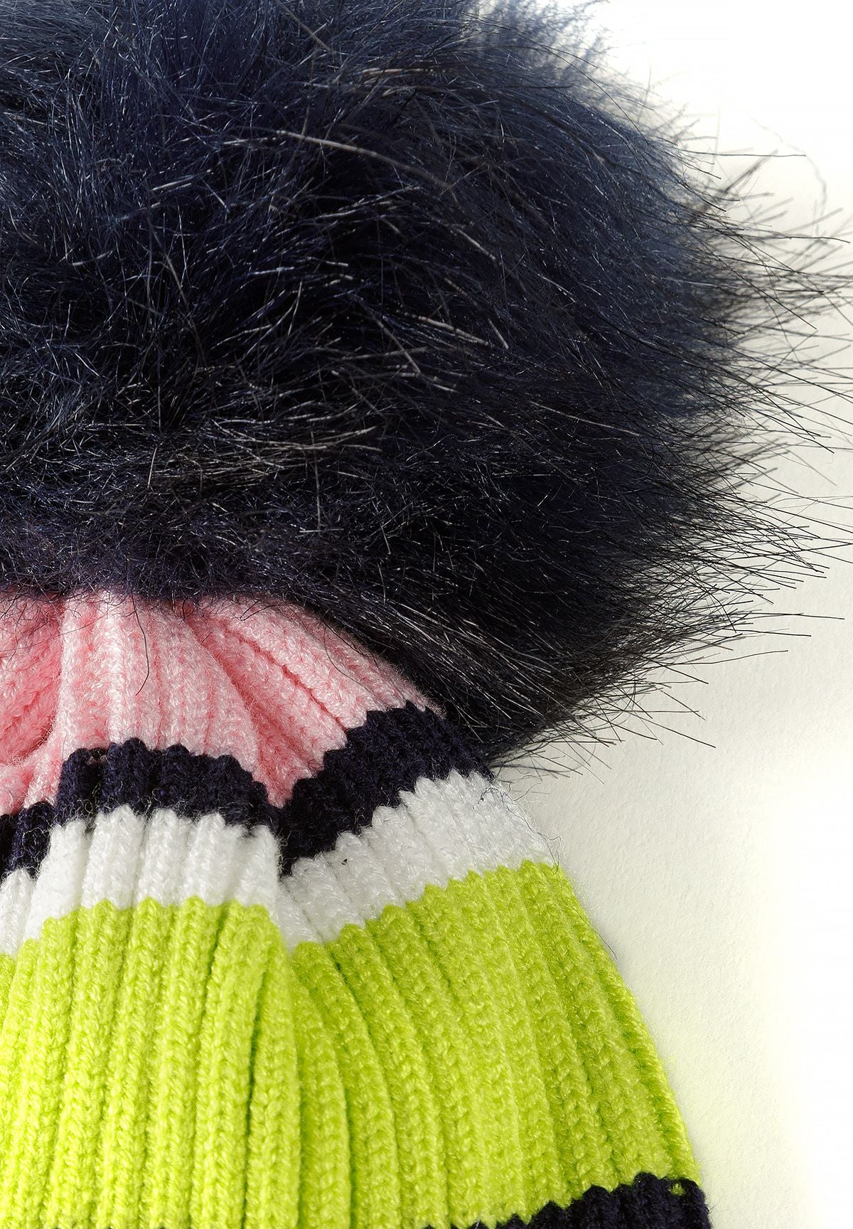 Girls' multicolour hat and gloves set with a faux fur pom – Minoti 32HAT102, 3