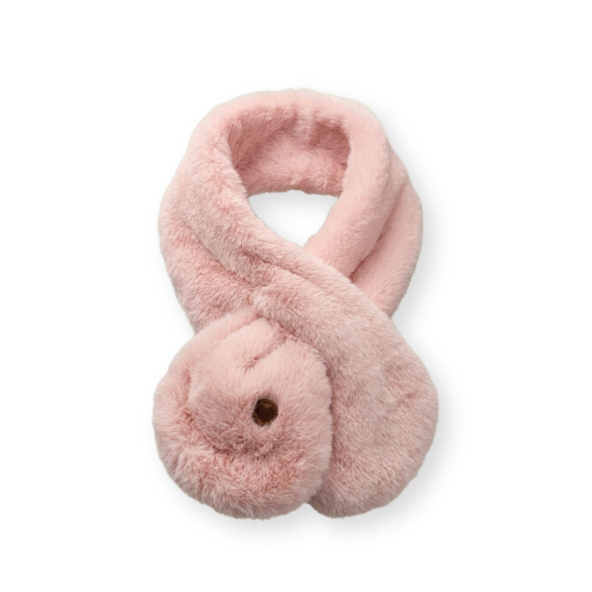 Faux fur scarf in pink — complete product view for square Shop card