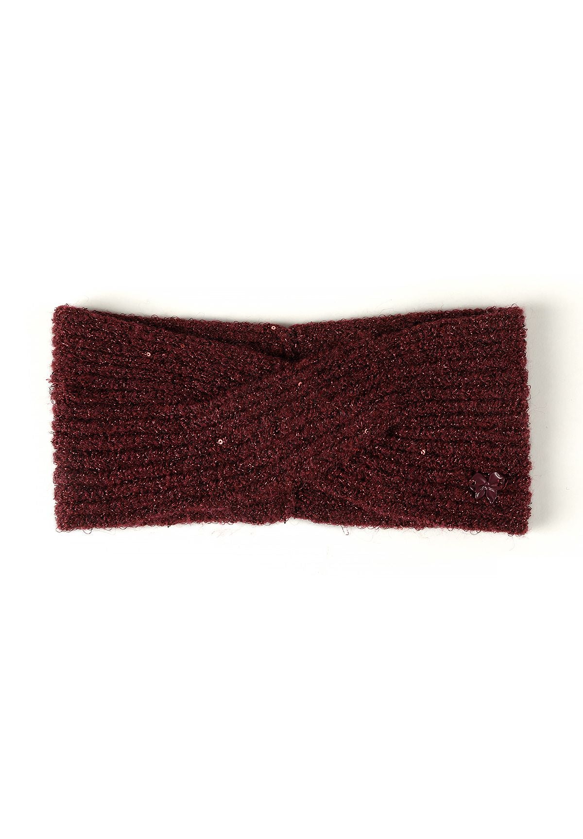 Bordeauxrode en roze gebreide haarbanden met glitter voor meisjes (set van 2), bordeauxrode haarband.