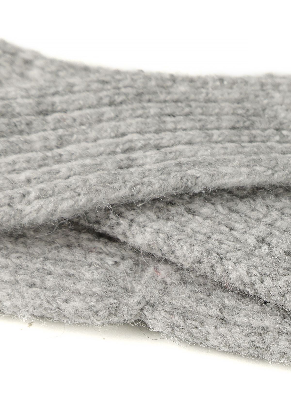 Zwarte en grijze gebreide haarbanden met glitter voor meisjes (set van 2), detail van de gedraaide voorkant.