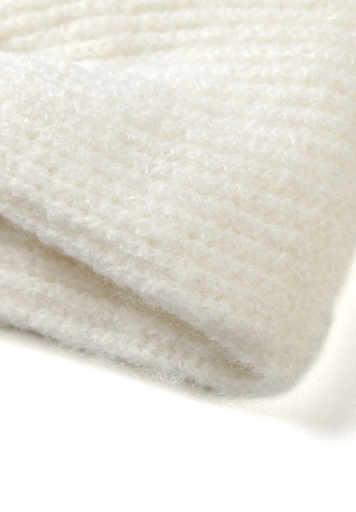 Bandeaux pour filles lilas et blancs à nouer sur le devant (lot de 2), gros plan sur le tricot blanc.