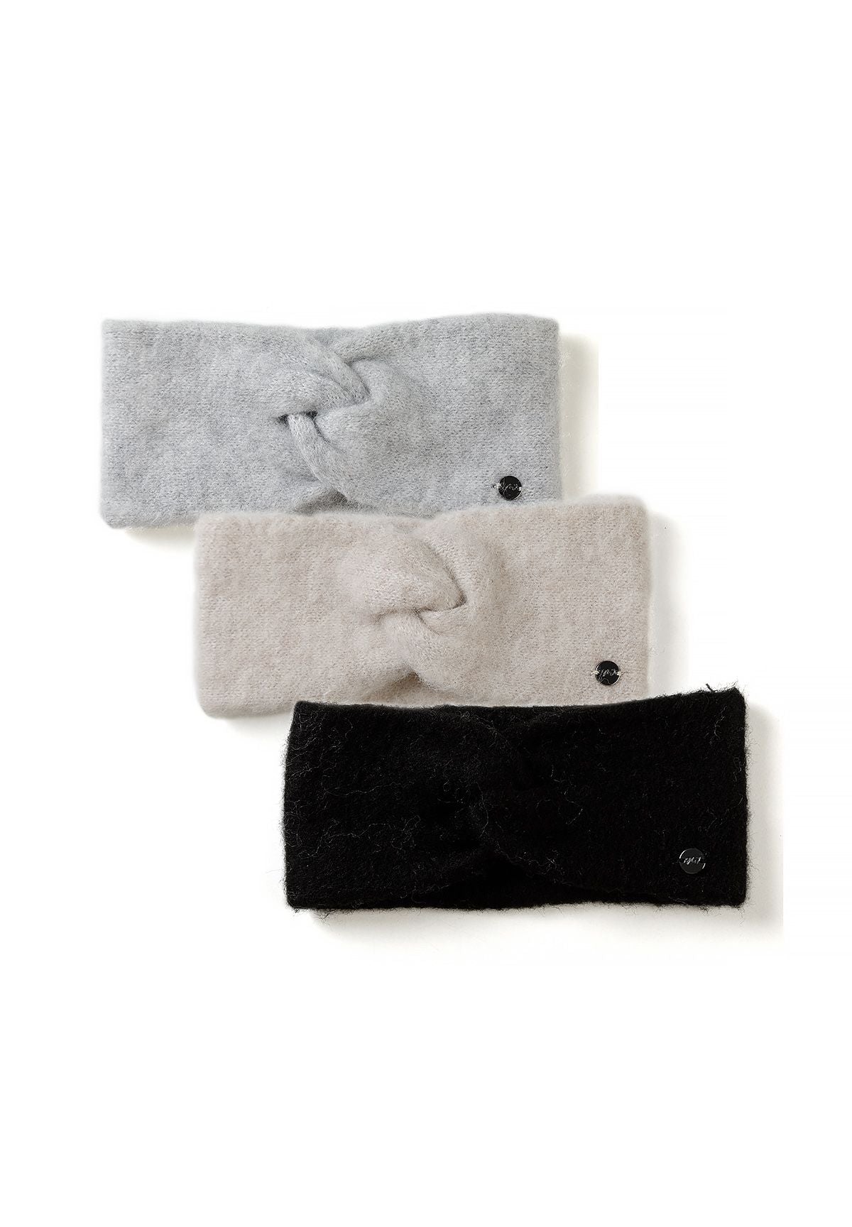 Bandeaux en tricot pour filles, noir, crème et gris (lot de 3), les trois bandeaux.