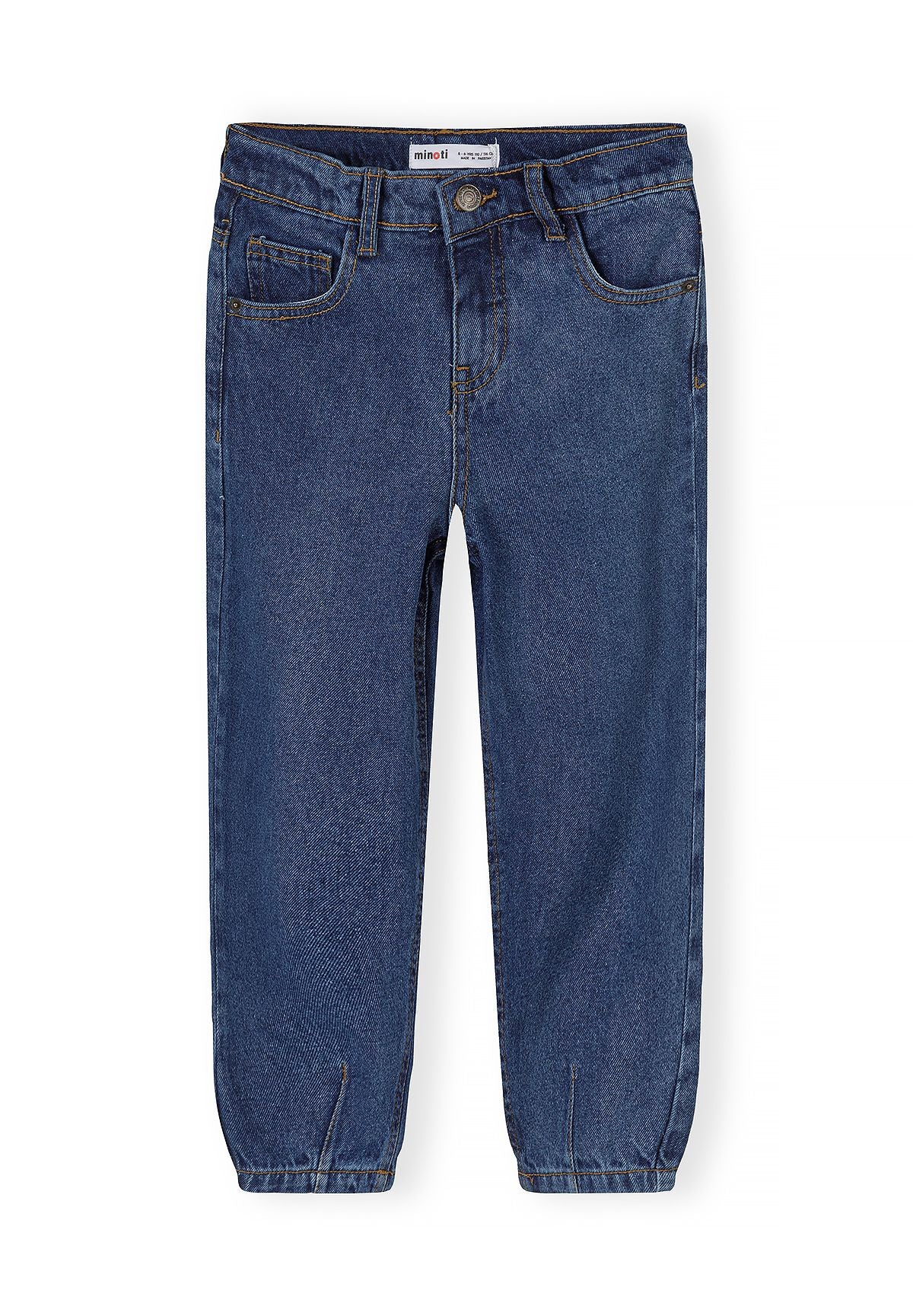 Girls' blue jeans, tapered with a gathered darted hem – Minoti 32JEAN158