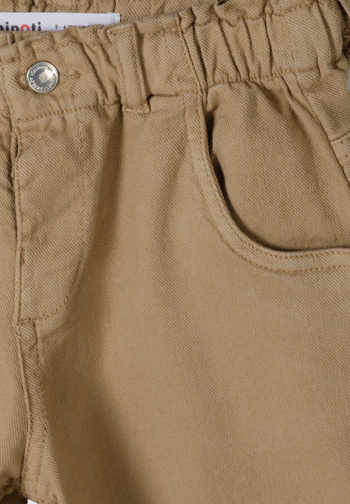 Girls' beige paperbag trousers in twill with belt loops – Minoti 32PANT101, 5