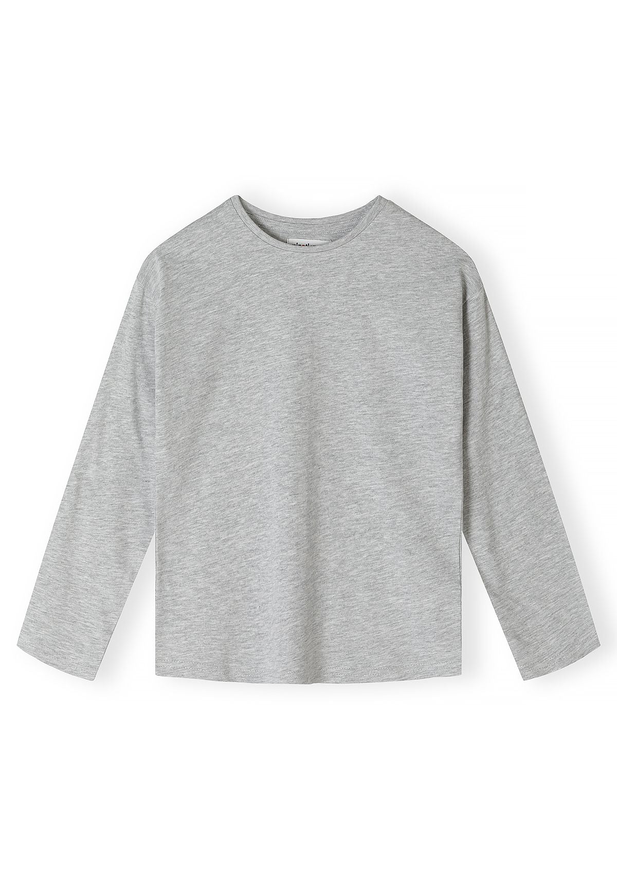 Front of plain light grey marl long-sleeve top.