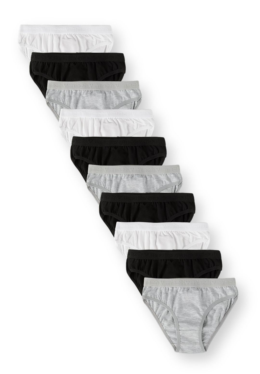 Culottes pour filles blanches, noires et grises (lot de 10), les dix paires.