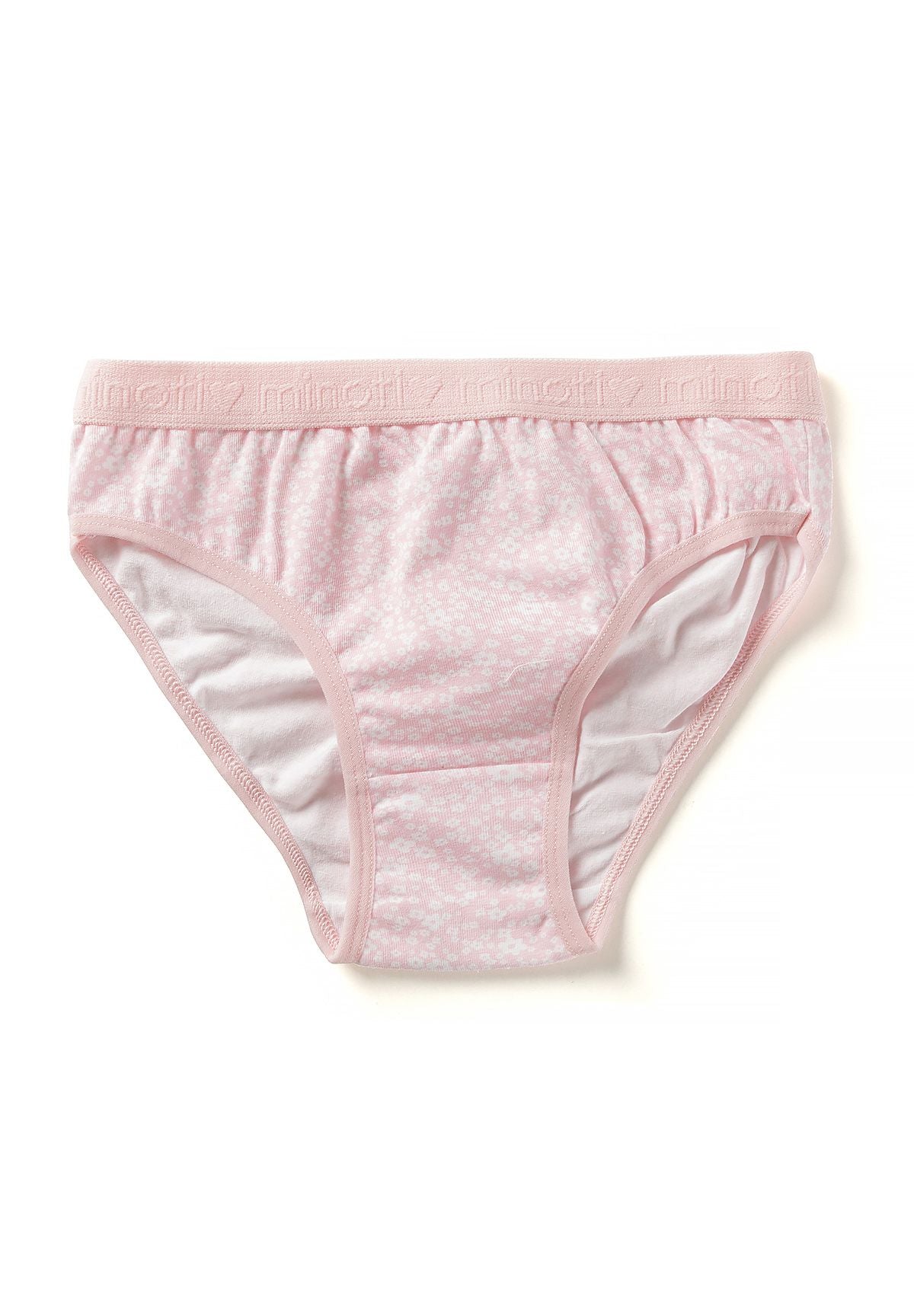 Roze en wit bloemen- en gestreept meisjesonderbroekje (7-pack), lichtroze exemplaar, voorkant.