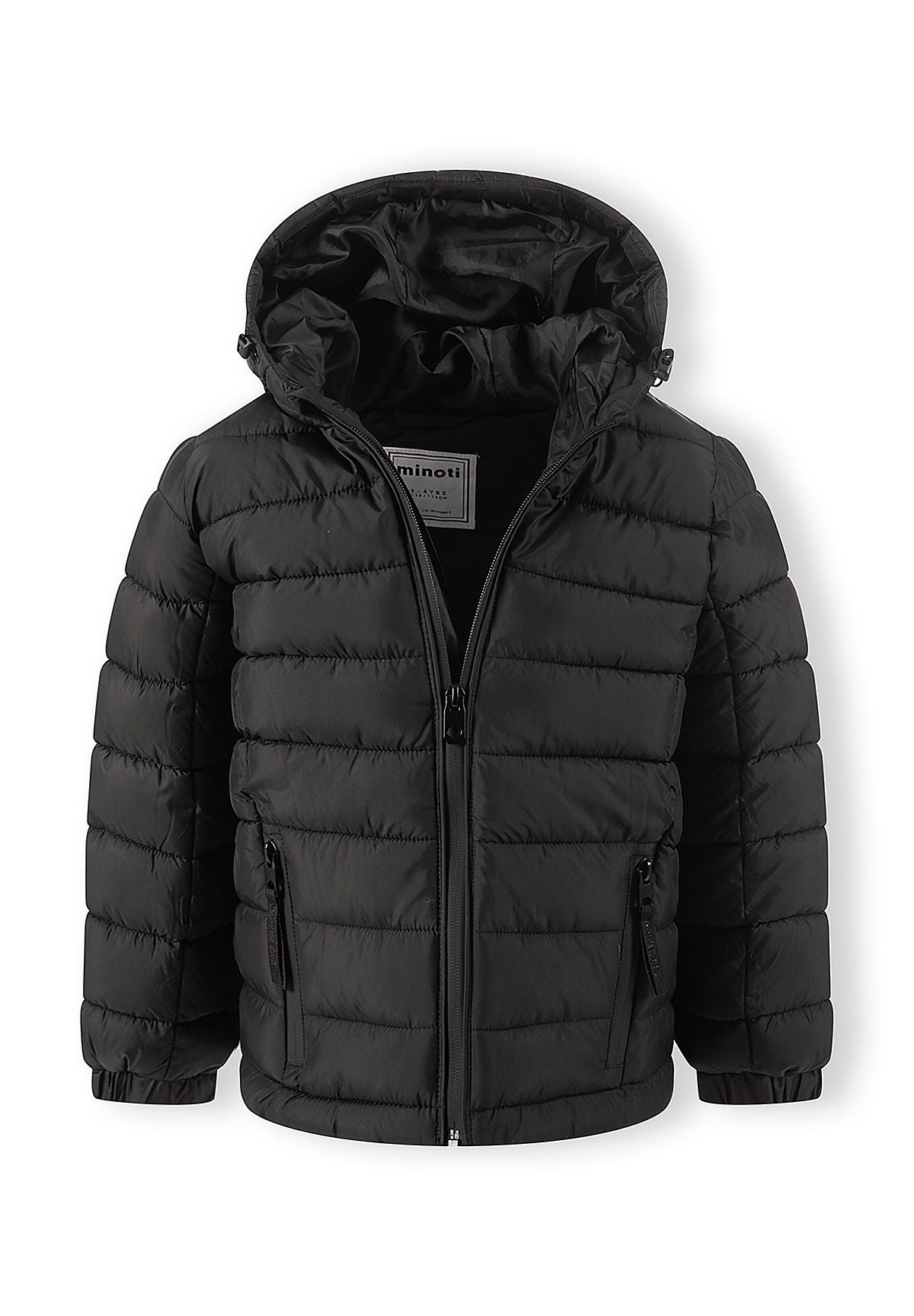 Boys' black puffer jacket, quilted with a drawcord hood – Minoti 33COAT253, 6