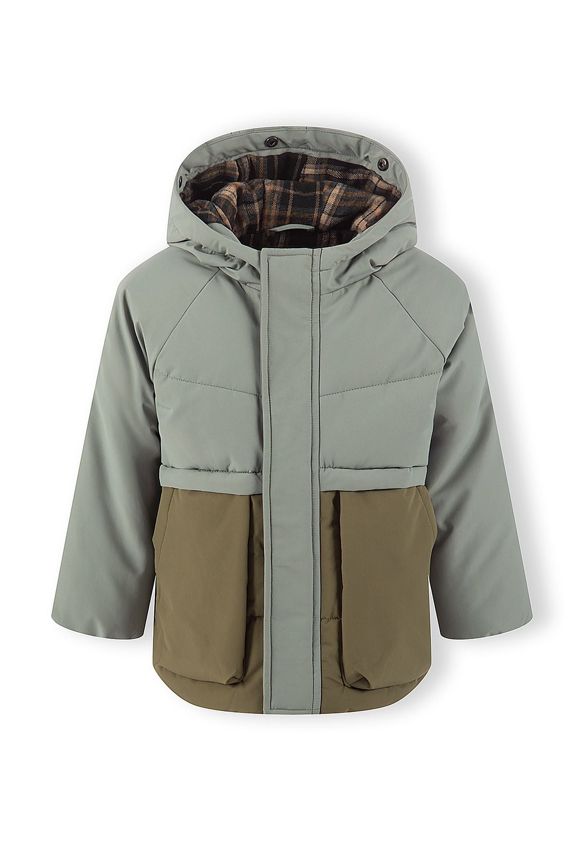 Quilted Parka, faux fur hood, sage and olive – Minoti 33COAT200, 7