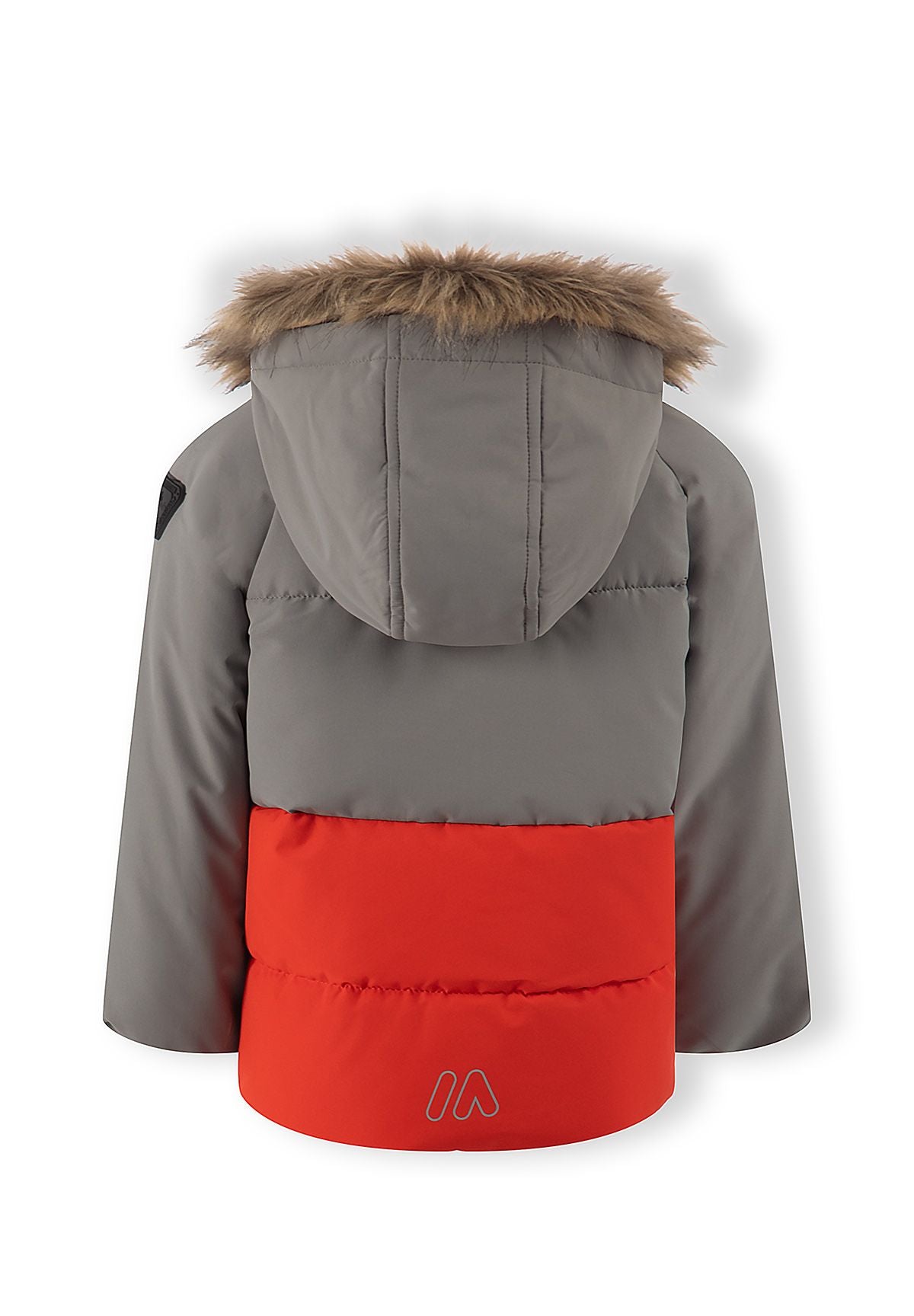 Quilted Parka, faux fur hood, grey and orange – Minoti 33COAT201, 6