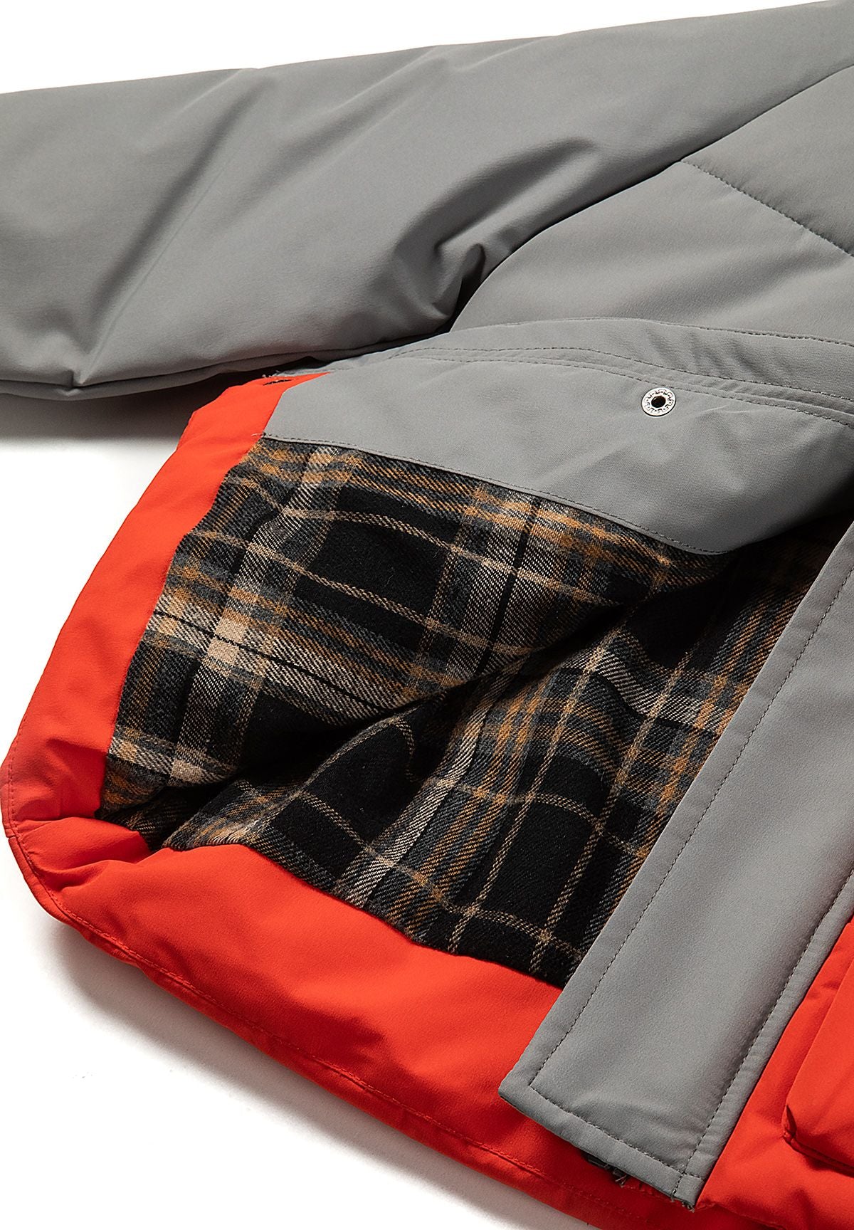 Quilted Parka, faux fur hood, grey and orange – Minoti 33COAT201, 9