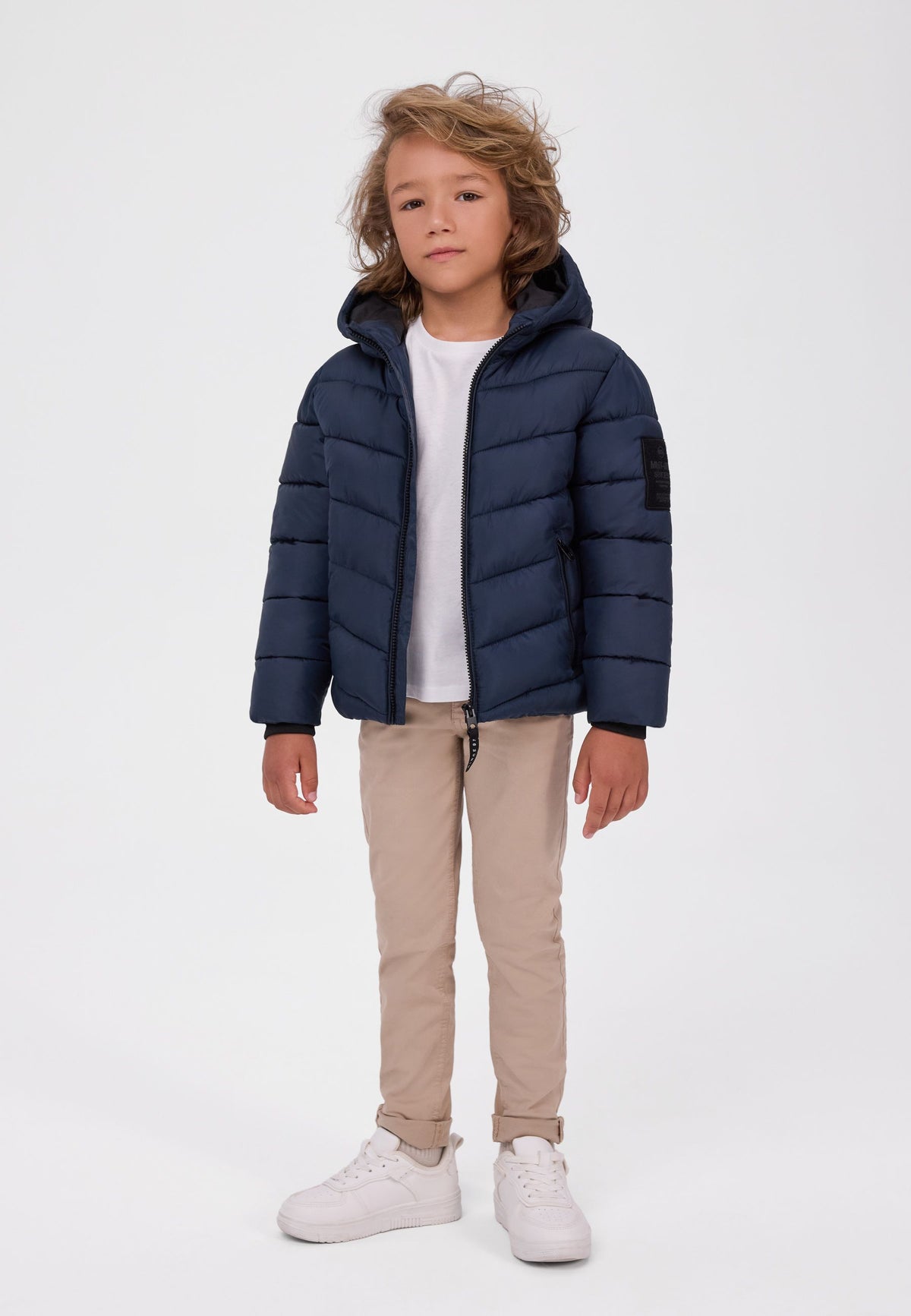 Boys' navy quilted puffer jacket with zipped welt pockets – Minoti 33COAT504