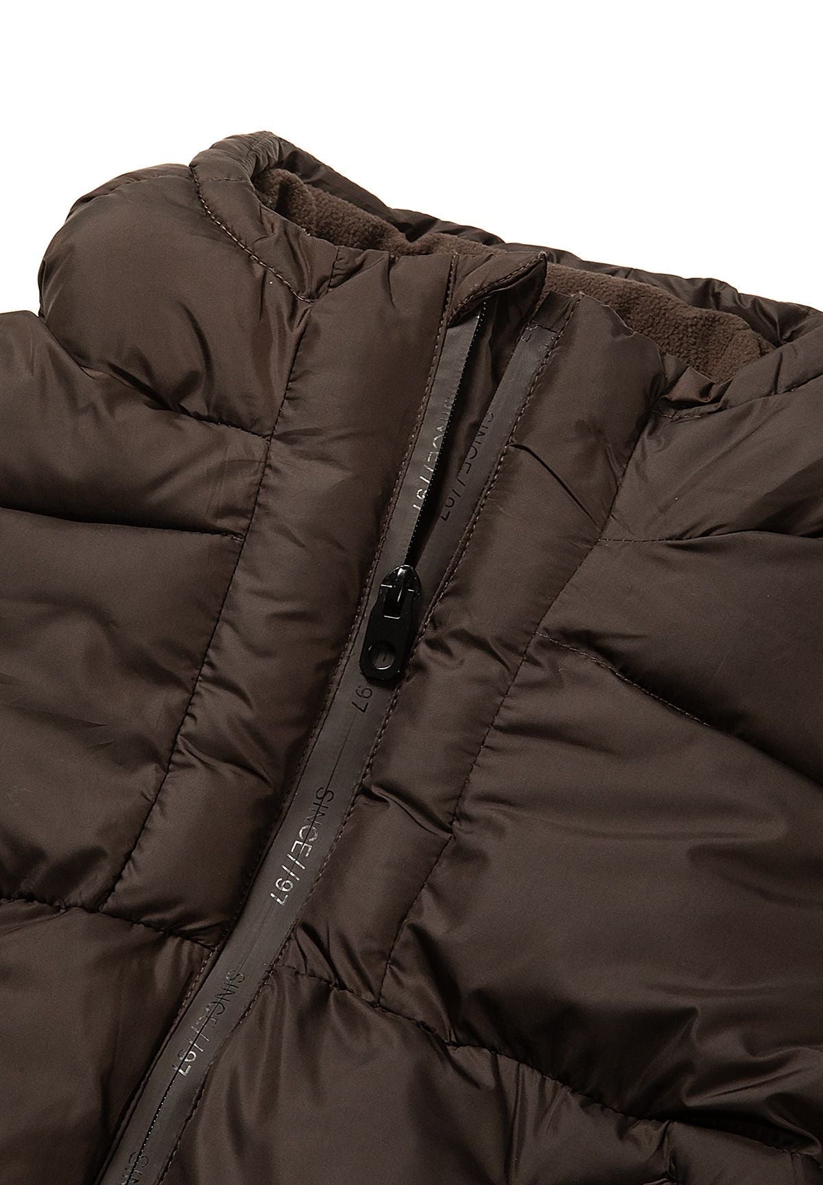 Boys' brown padded coat, knee length with a fleece-lined hood – Minoti 33COAT510B, 13