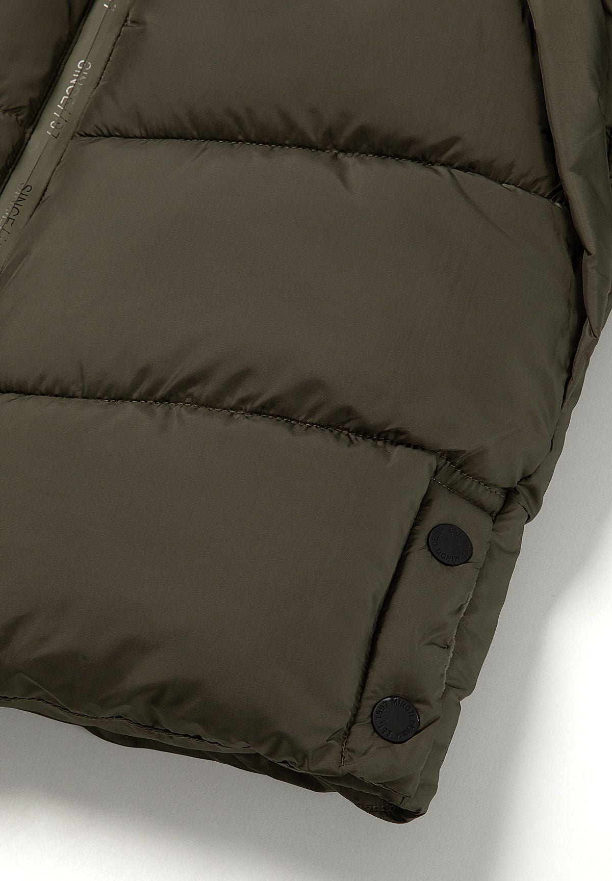 Boys' khaki padded coat, knee length with a fleece-lined hood – Minoti 33COAT510D, 13