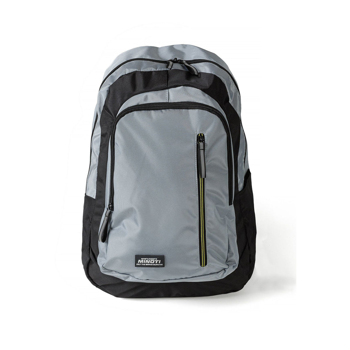 Backpack with zipped pockets in grey and black — complete product view for square Shop card