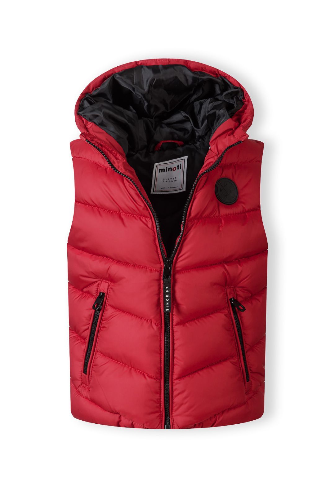 Boys' red padded gilet with a hood and zipped pockets – Minoti 33GILET500, 6