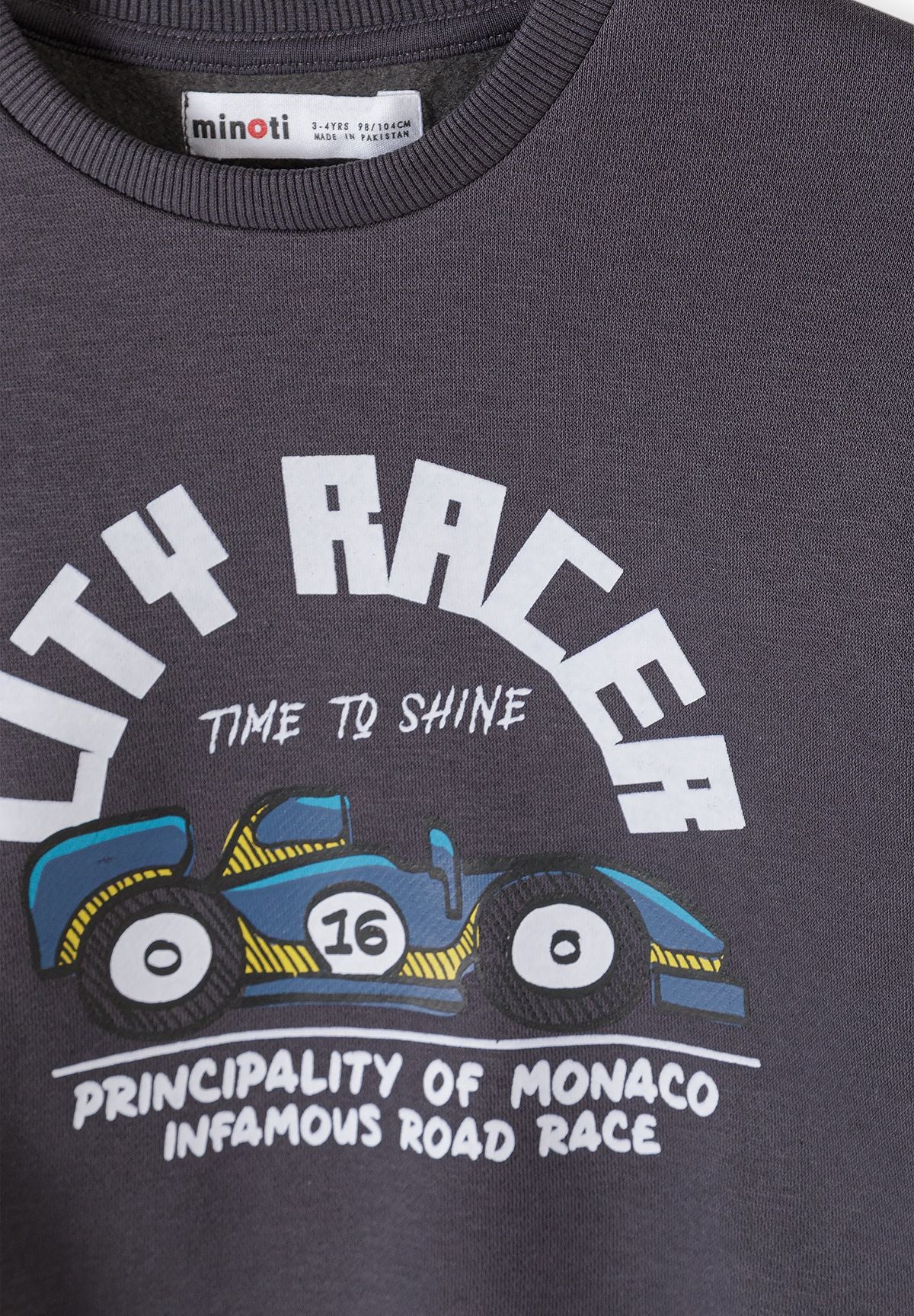 Blaue und anthrazitfarbene Sweatshirts mit Aufdruck für Jungen (2er-Pack), Nahaufnahme des „City Racer“-Aufdrucks.