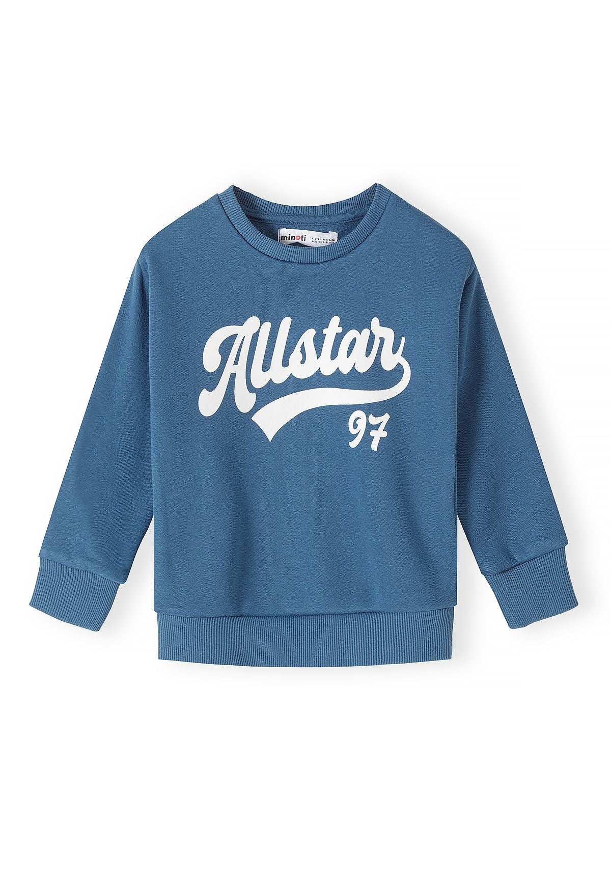 Blaue und anthrazitfarbene bedruckte Sweatshirts für Jungen (2er-Pack), blaues Sweatshirt, Vorderseite.