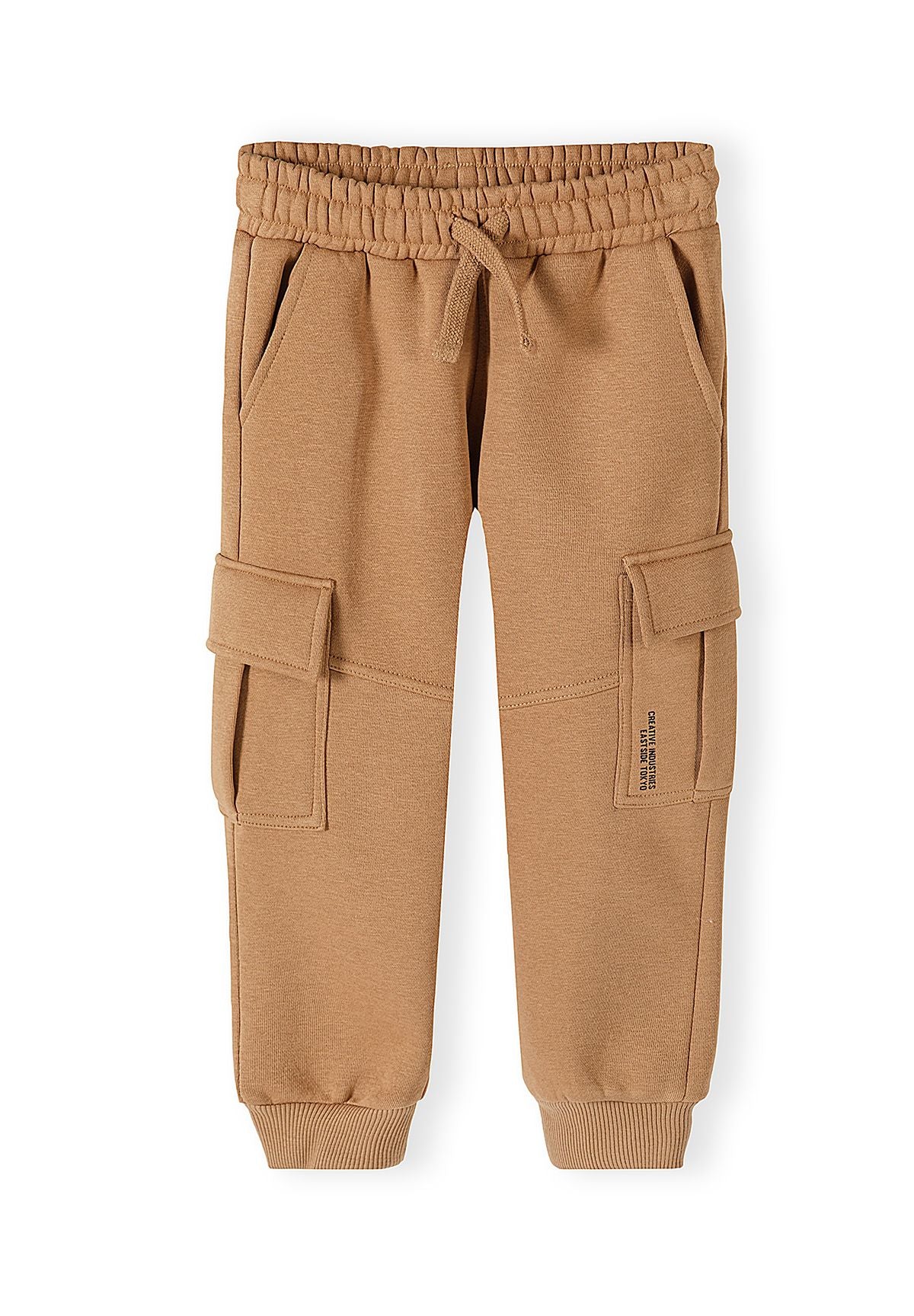 Crèmekleurig sweatshirt en cargo-joggingbroek voor jongens, cargo-joggingbroek, voorkant.
