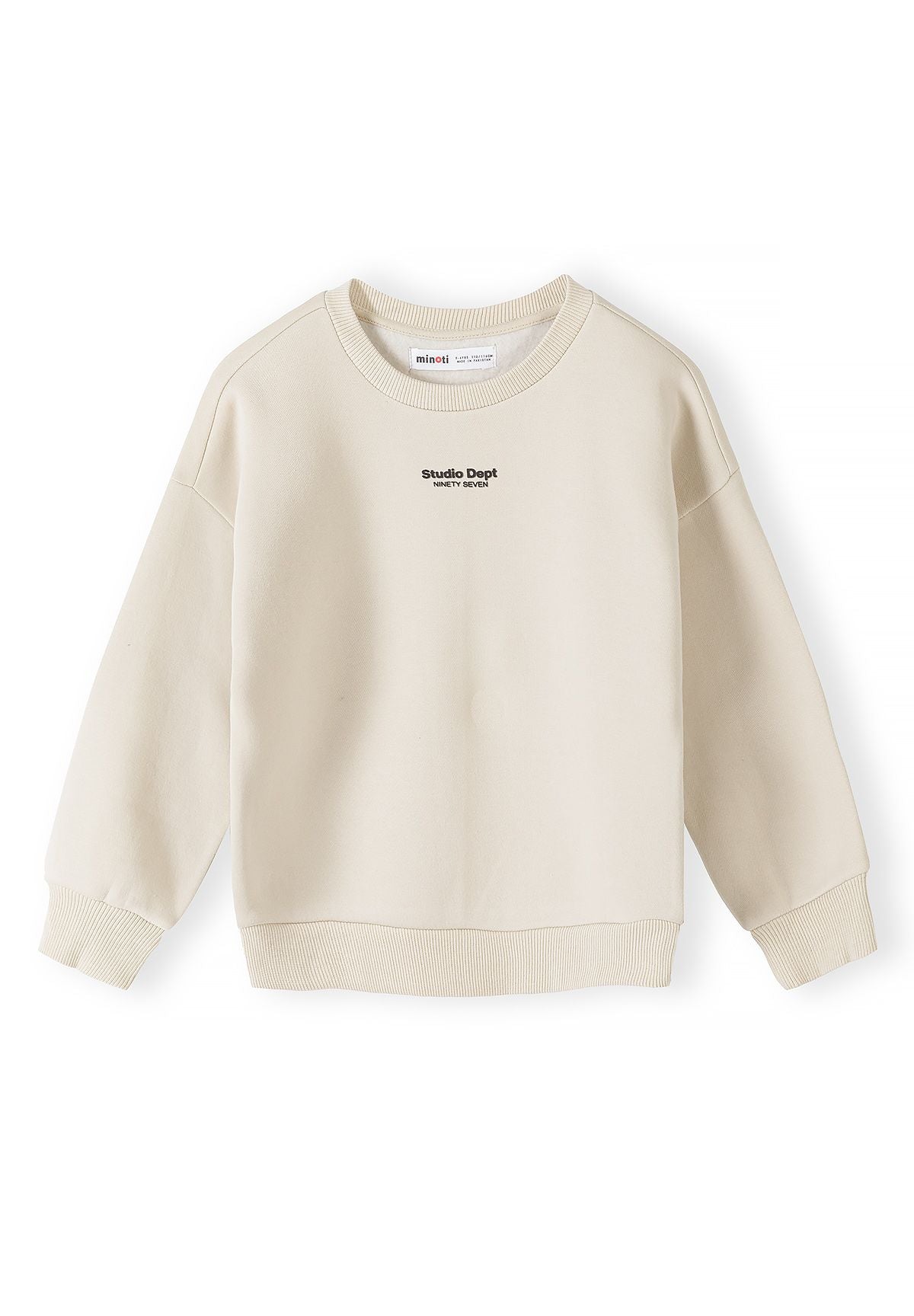 Bruine en crèmekleurige sweatshirts met print voor kinderen (set van 2), crèmekleurig sweatshirt, voorkant.