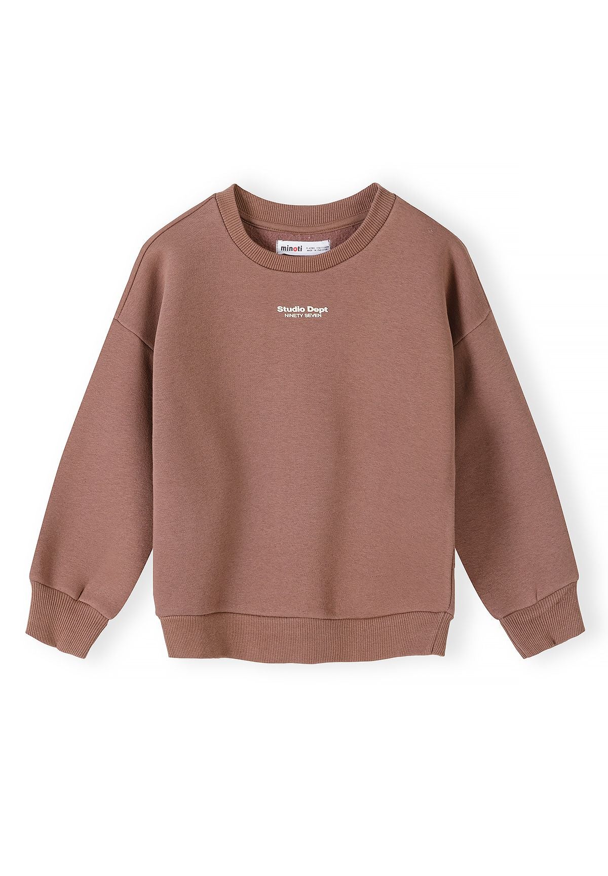Bruine en crèmekleurige sweatshirts met print voor kinderen (set van 2), bruine sweatshirt, voorkant.