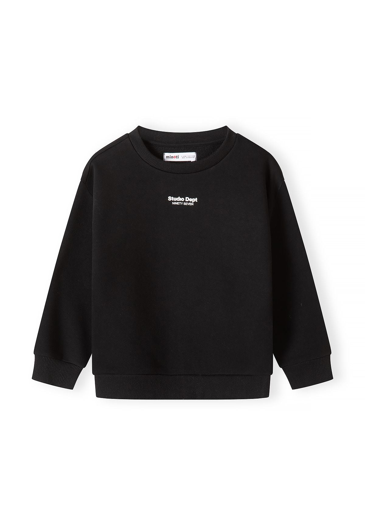 Lichtgroene en zwarte sweatshirts met print voor kinderen (set van 2), zwarte sweatshirt, voorkant.