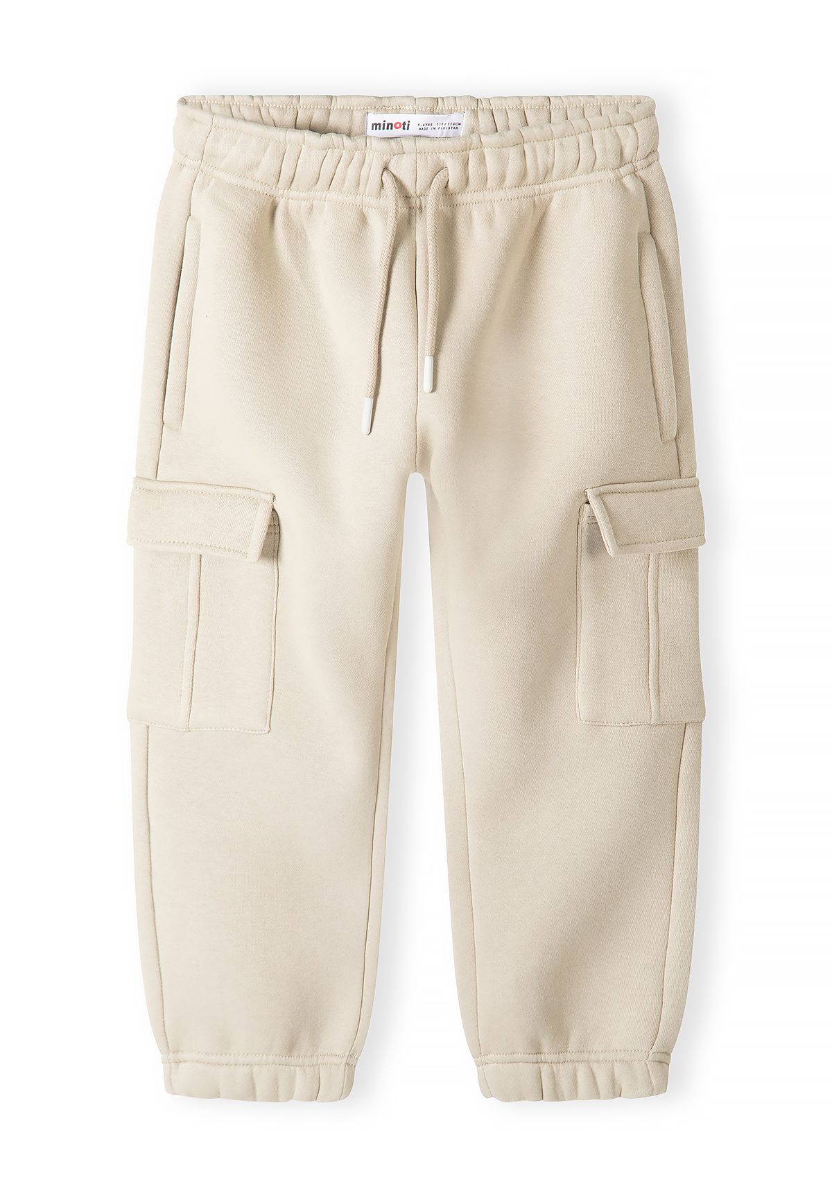 Pantaloni da jogging cargo da bambino color cachi e crema (confezione da 2), pantaloni da jogging color crema, vista frontale.