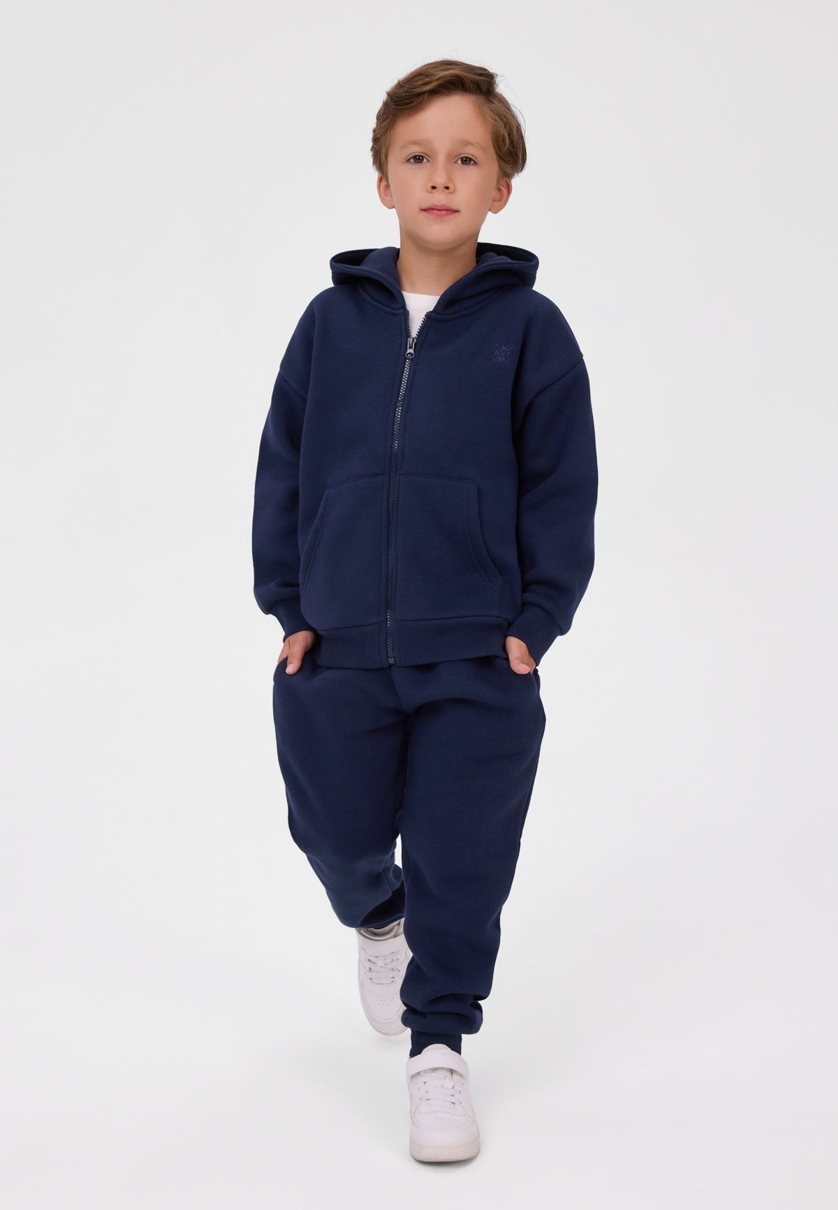 Boys' navy tracksuit, zip-through hoodie and joggers – Minoti 33FLEECE294