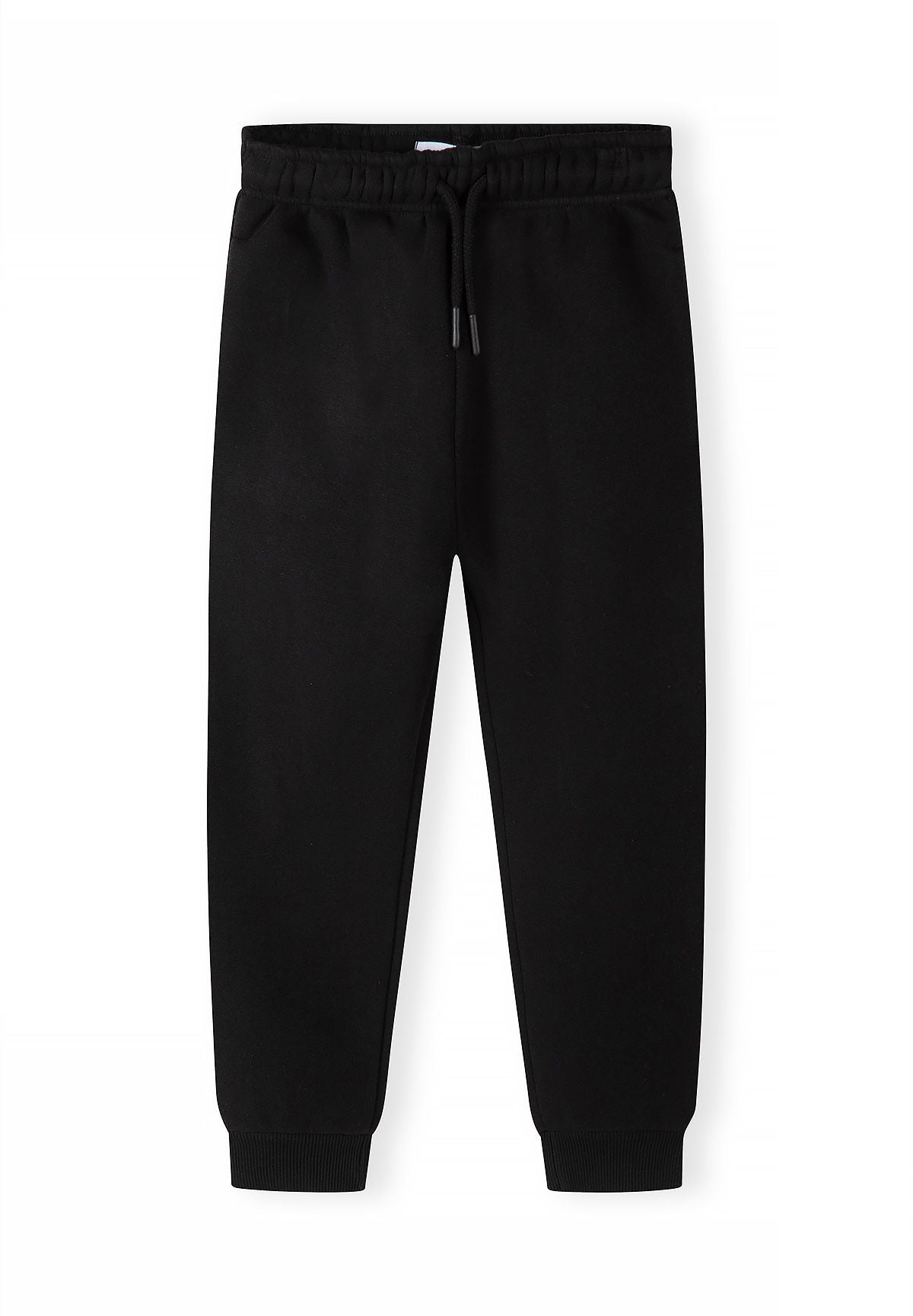 Zwart trainingspak voor jongens met hoodie en slim-fit joggingbroek, joggingbroek, voorkant.