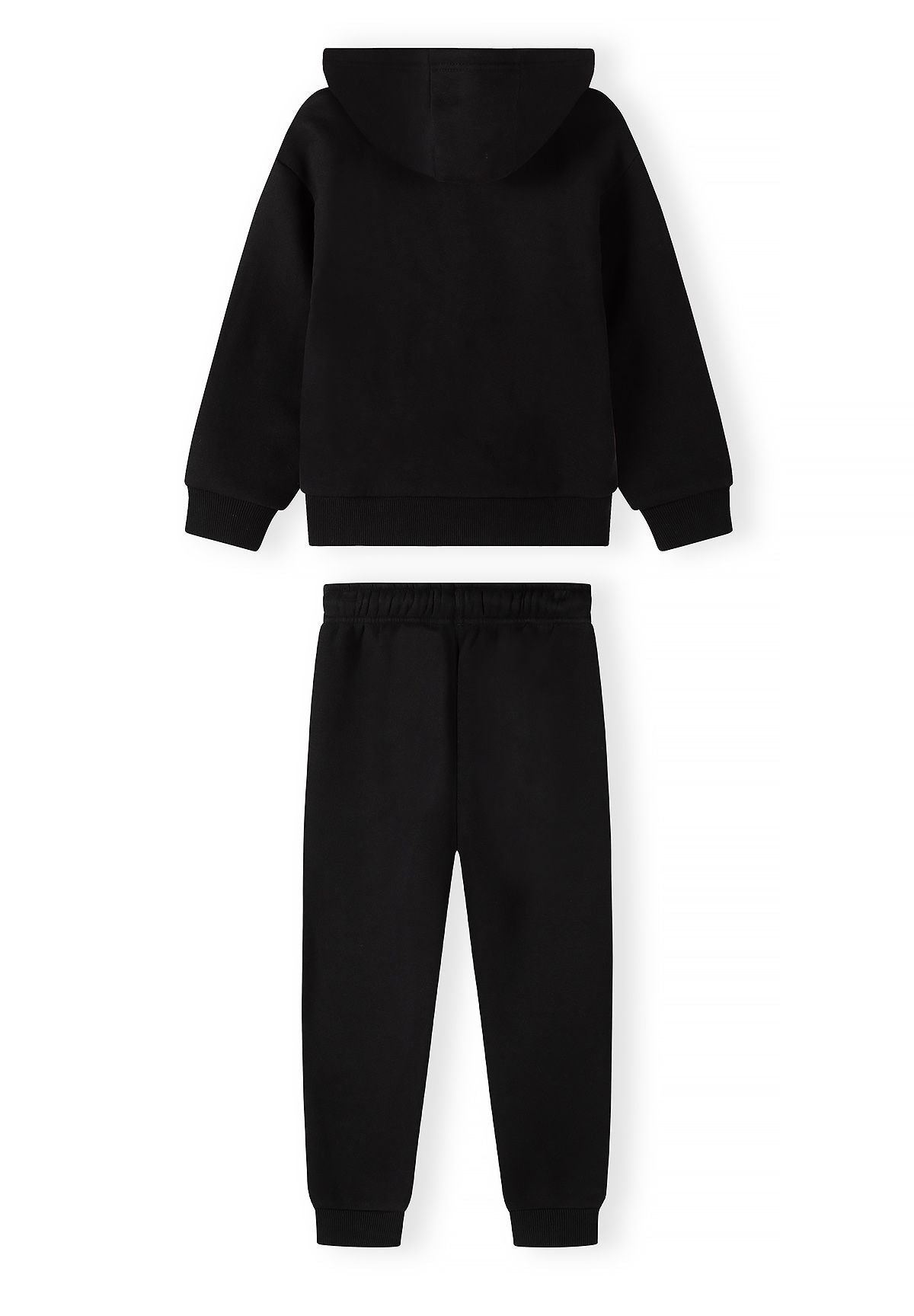 Boys' black tracksuit, overhead hoodie and cuffed joggers – Minoti 33FLEECE296, 2