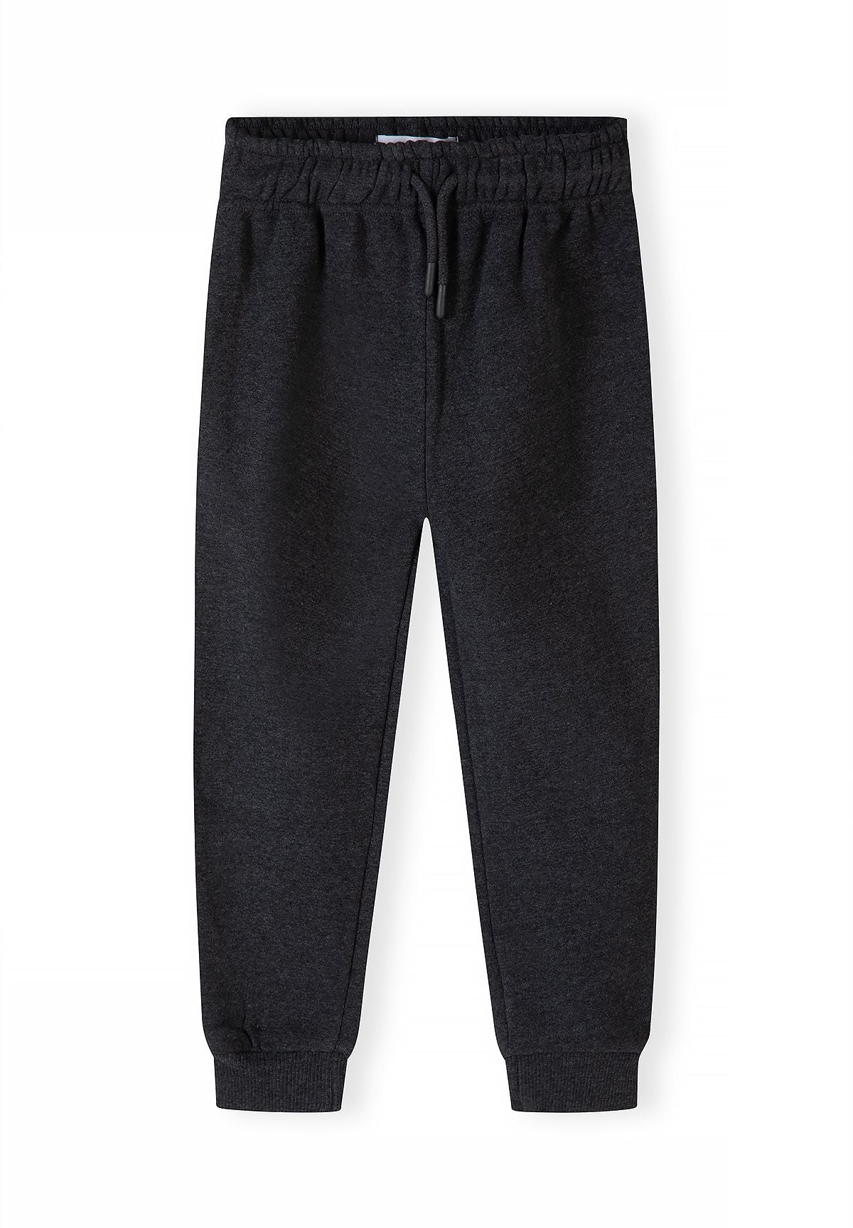 Antracietgrijze trainingsset voor jongens met een hoodie met rits en een joggingbroek, joggingbroek, voorkant.