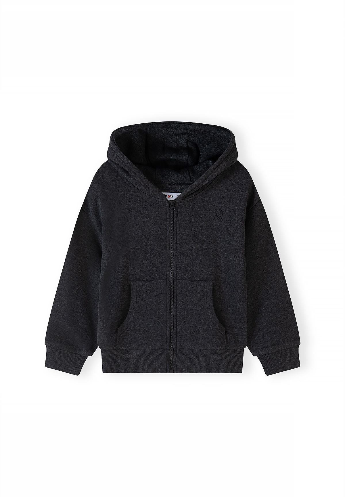 Antracietgrijze trainingsset met rits-hoodie en joggingbroek voor jongens, hoodie, voorkant.