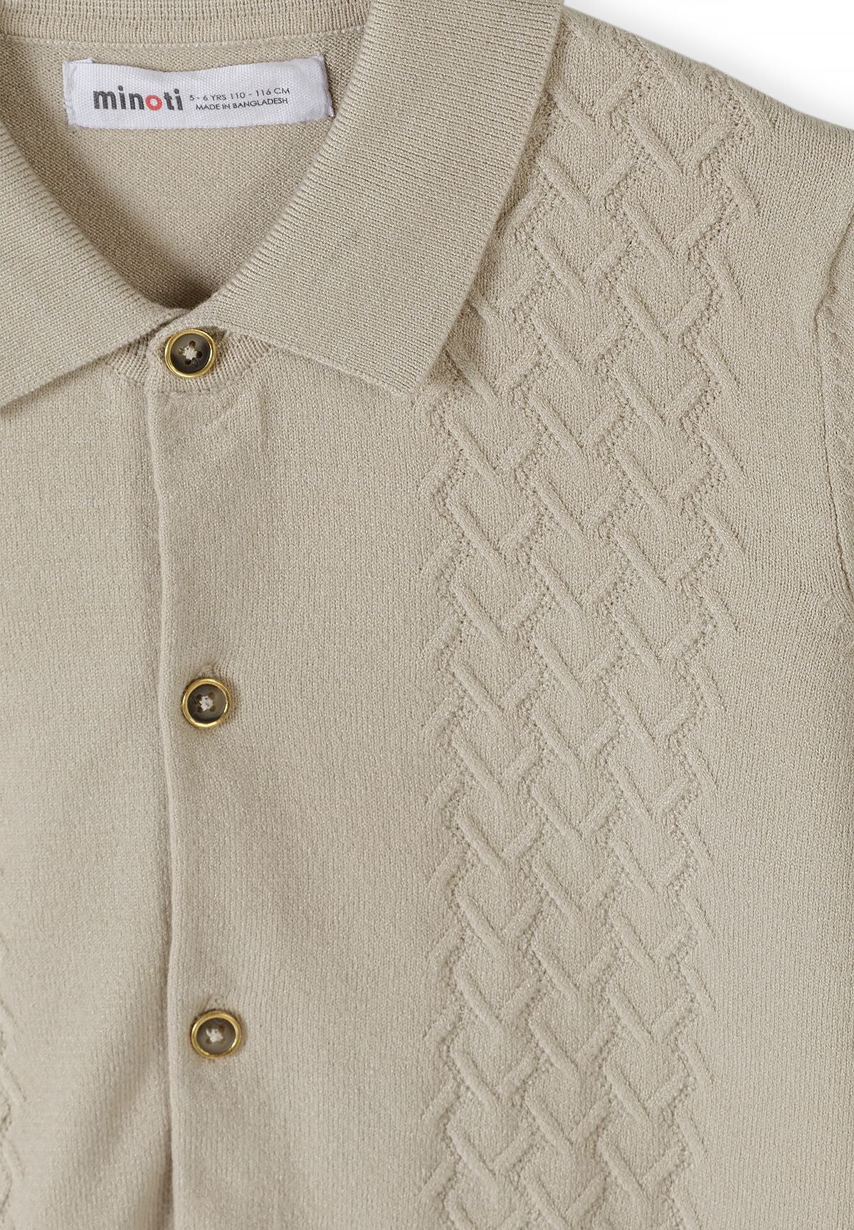Boys' stone cable knit cardigan with a polo collar – Minoti 33KNIT257, 4