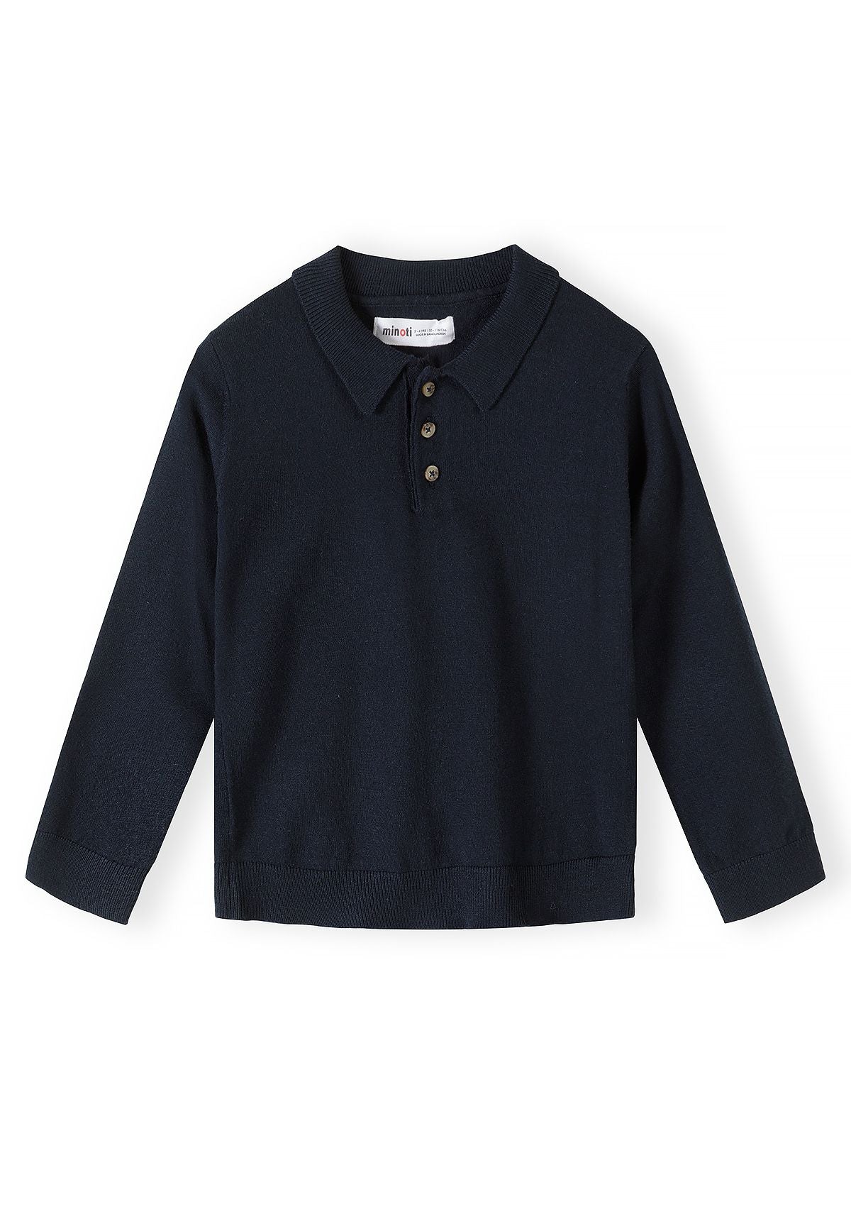 Boys' navy knitted jumper with a ribbed polo collar – Minoti 33KNIT261