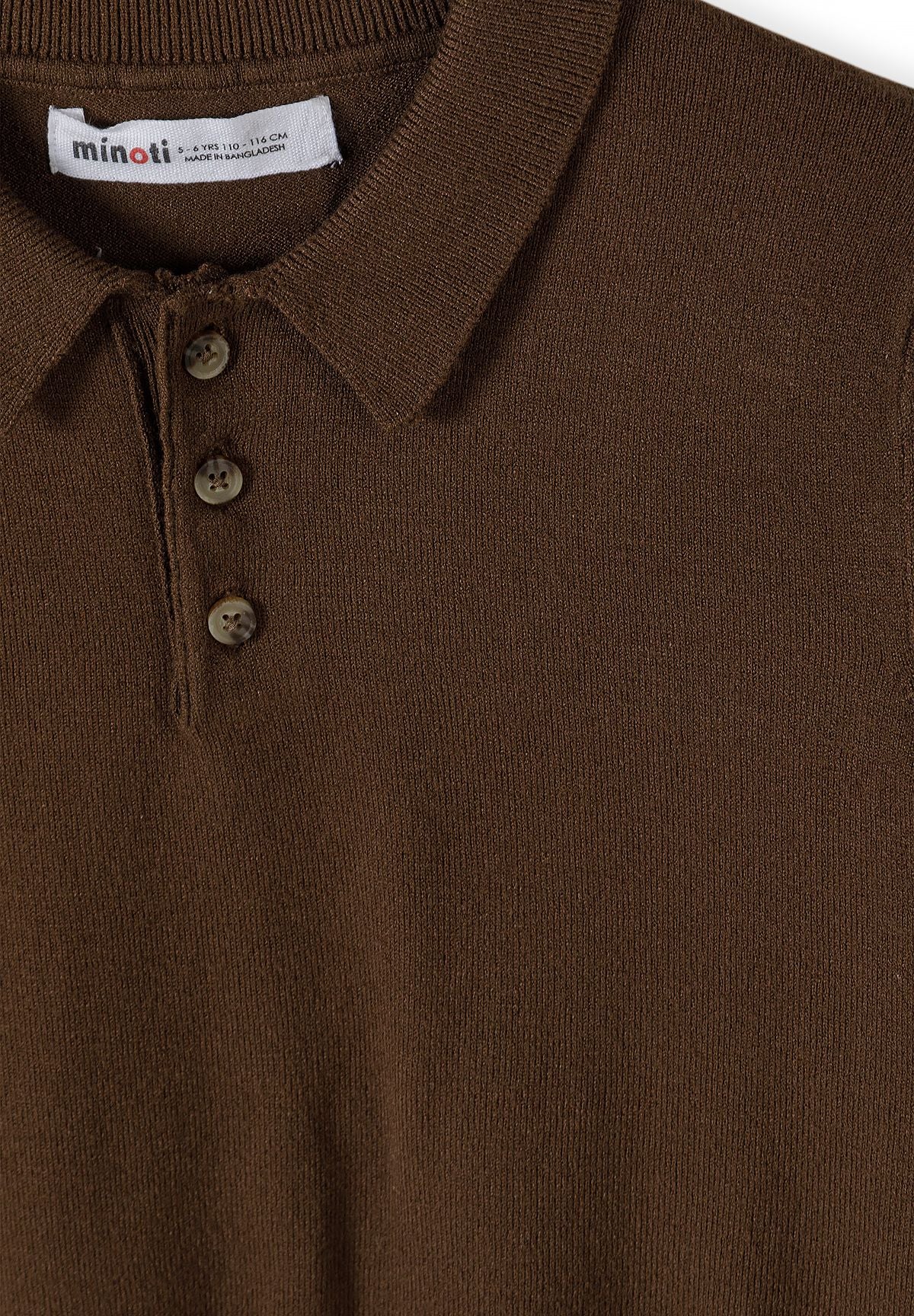 Boys' brown knitted jumper with a ribbed polo collar – Minoti 33KNIT262, 4