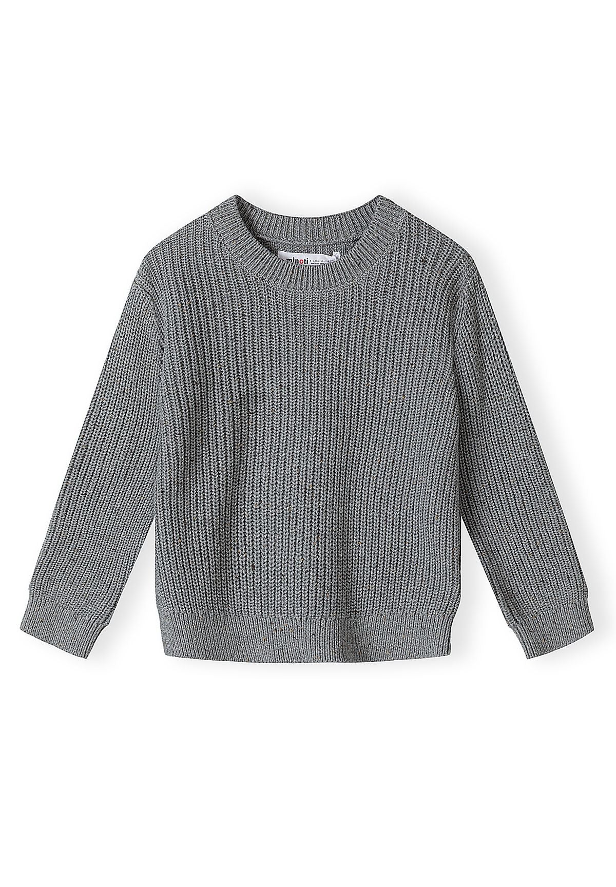 Boys' grey flecked jumper with a ribbed crew neck and hem – Minoti 33KNIT273, 3