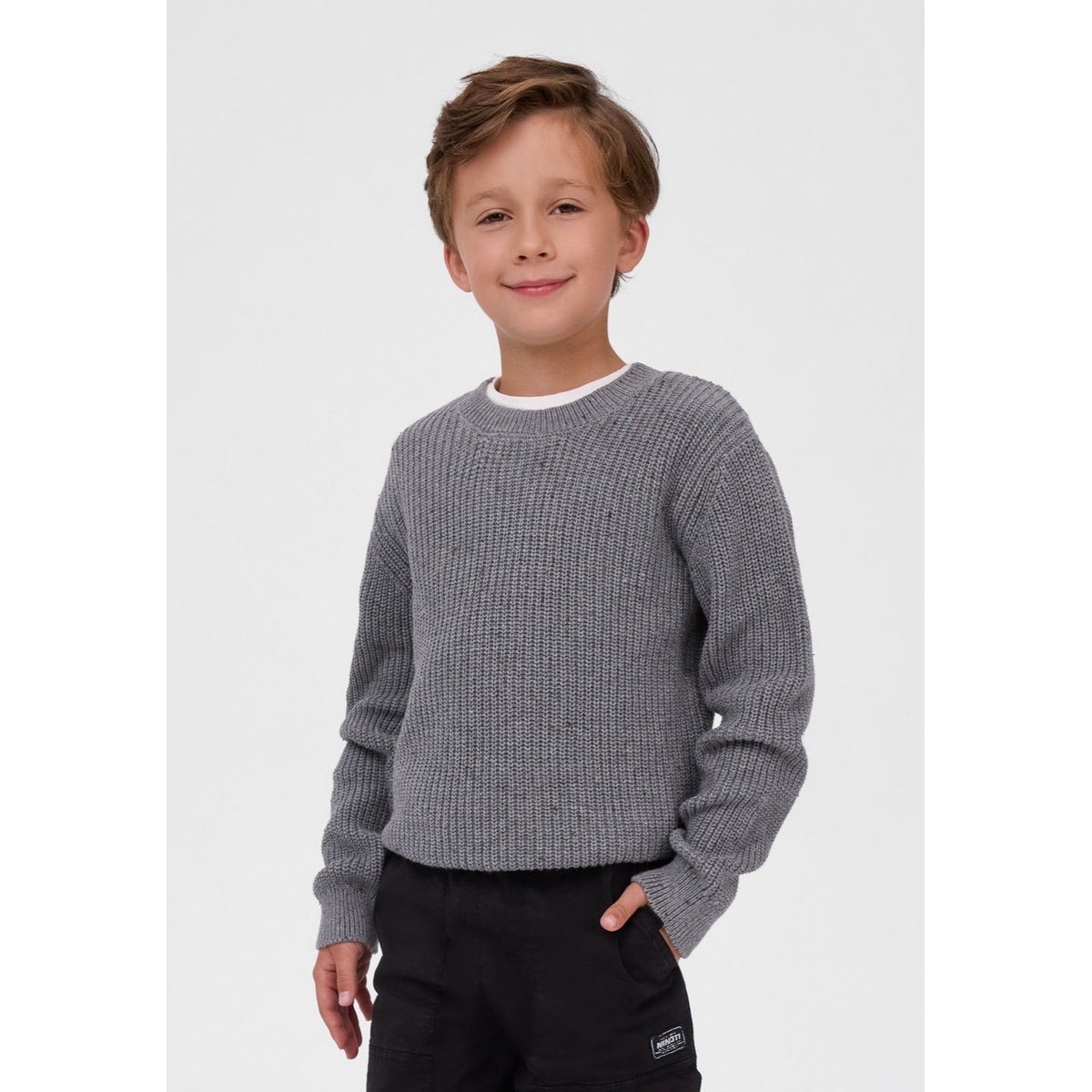 Ribbed crew neck jumper — complete product view for square Shop card