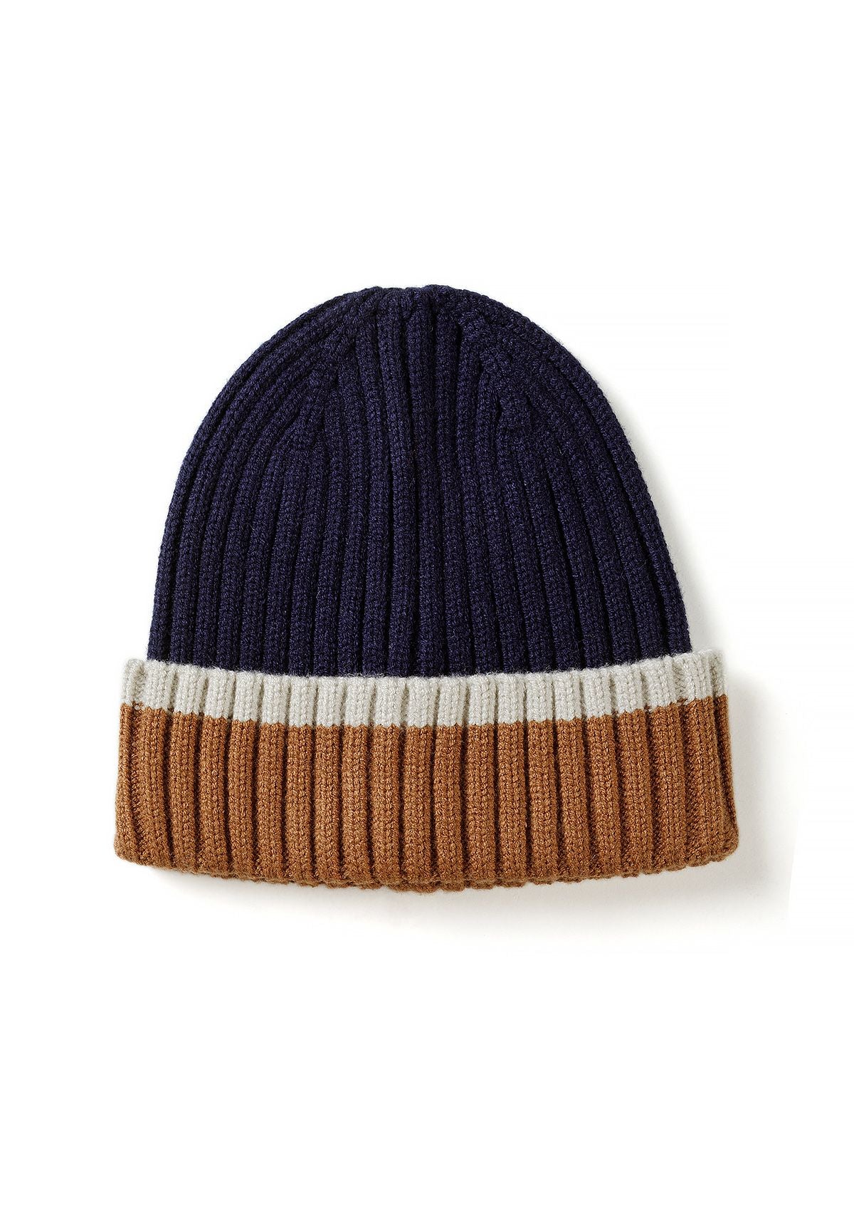 Ensemble garçon : bonnet bleu marine et gants convertibles, bonnet, vue de face.