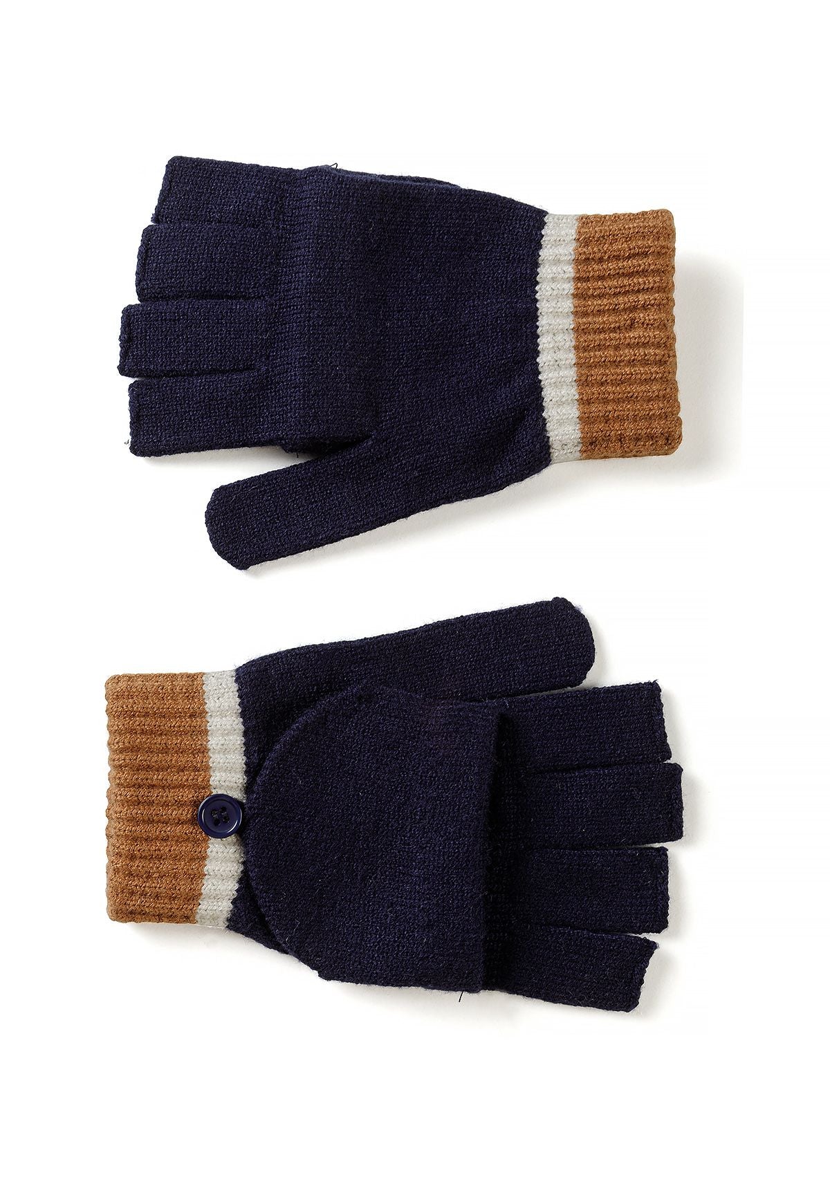 Ensemble composé d'un bonnet bleu marine et de gants convertibles pour garçon, gants convertibles.