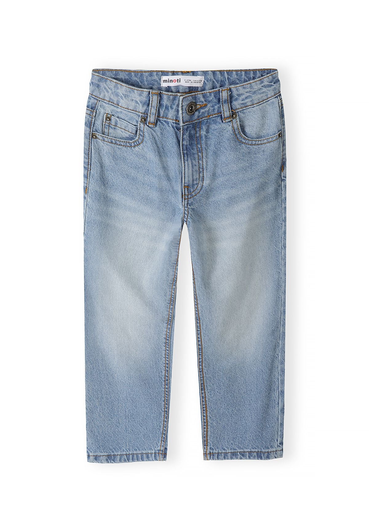 Lichtblauwe baggy vijf-pocketjeans voor jongens, voorkant.